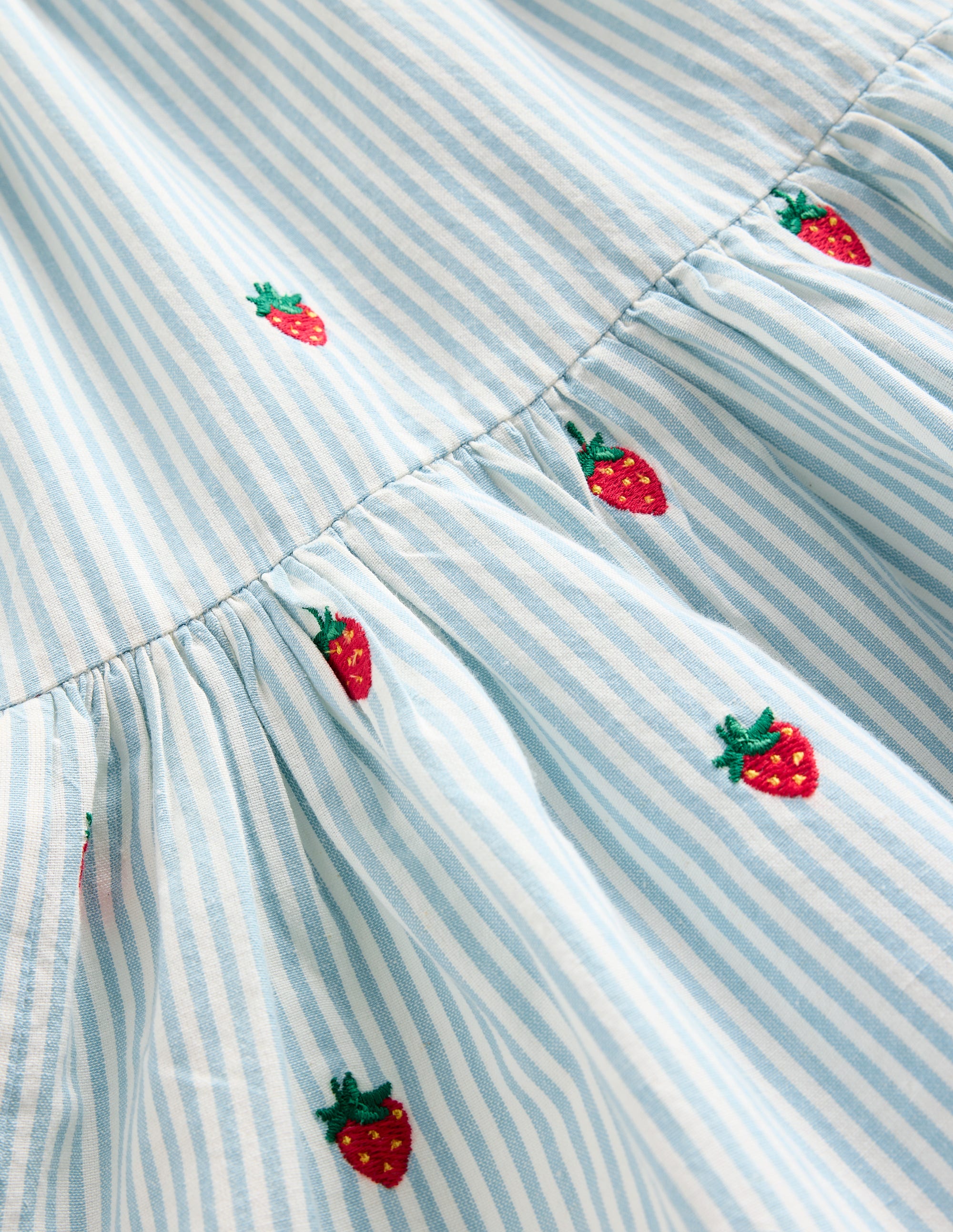 Gestuftes Sommerkleid zum Herumwirbeln-Vintage-Blau/Naturweiß Erdbeere - Image 3