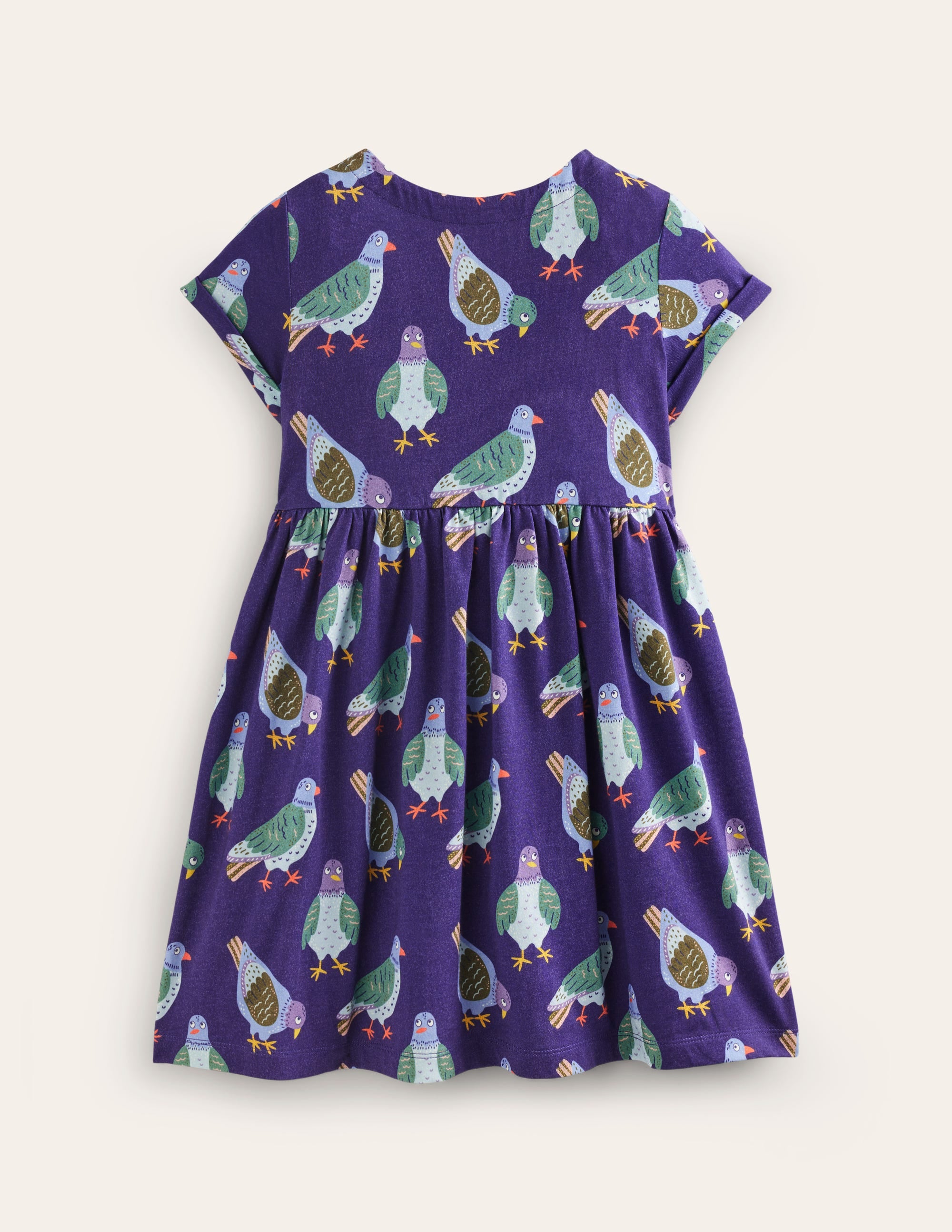 Short-sleeved Fun Jersey Dress-Starboard Navy Pigeons - Image 3