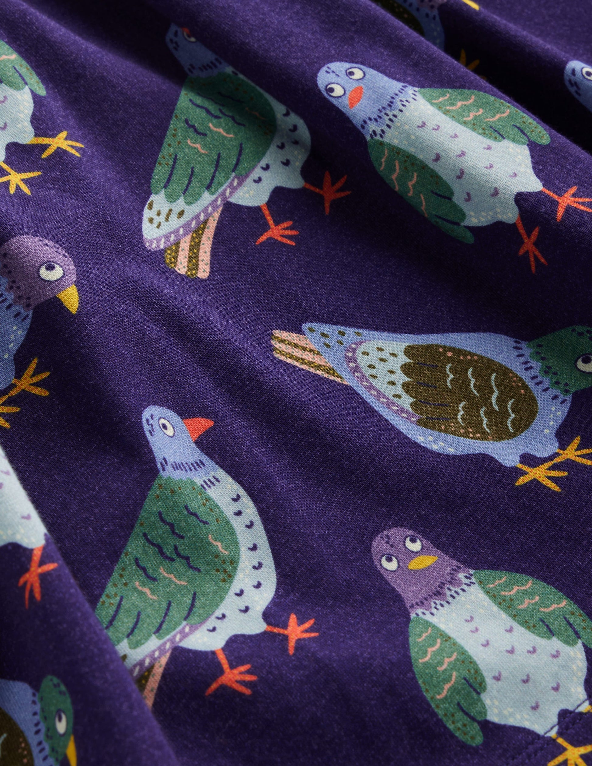 Short-sleeved Fun Jersey Dress-Starboard Navy Pigeons-4