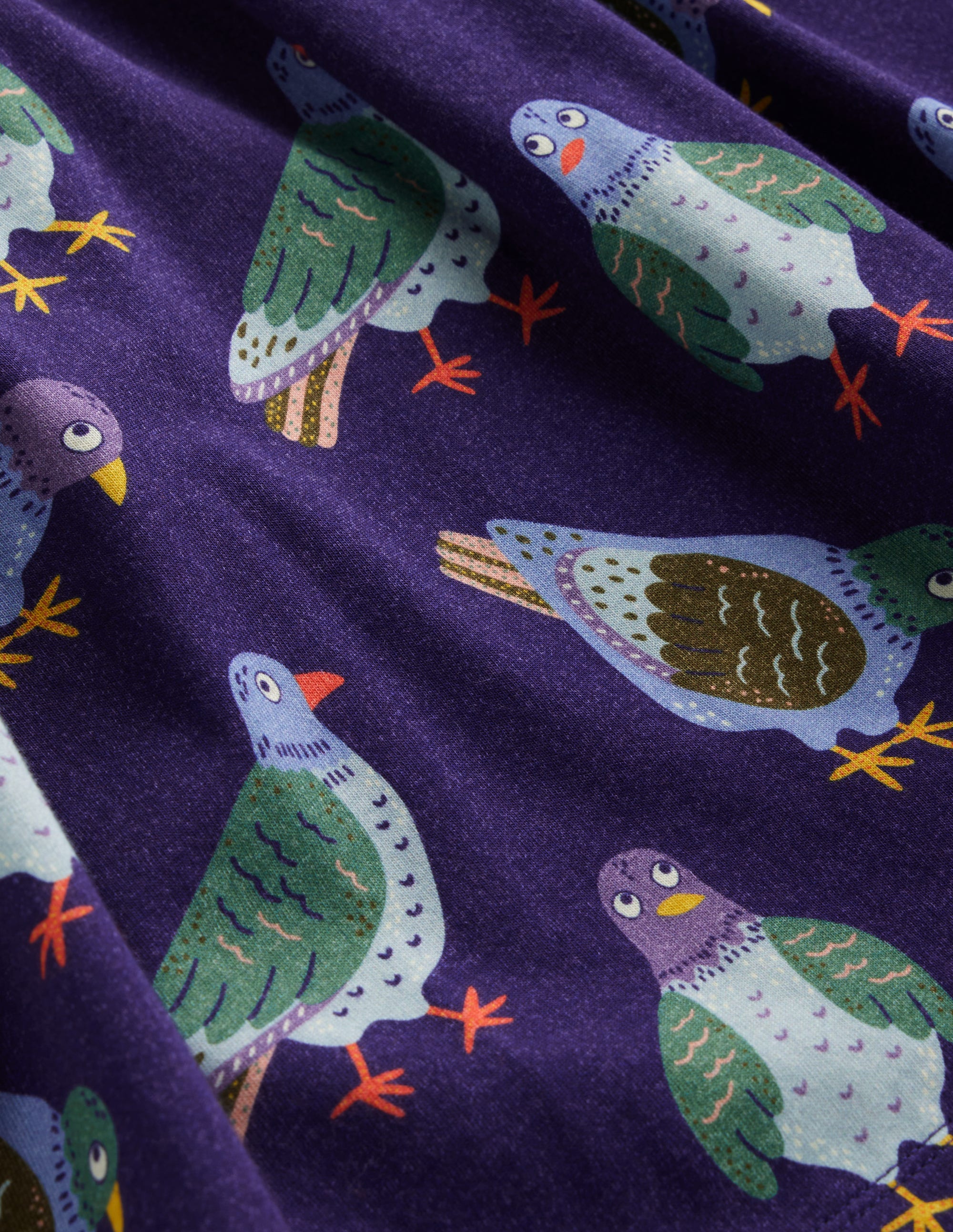 Short-sleeved Fun Jersey Dress-Starboard Navy Pigeons - Image 4