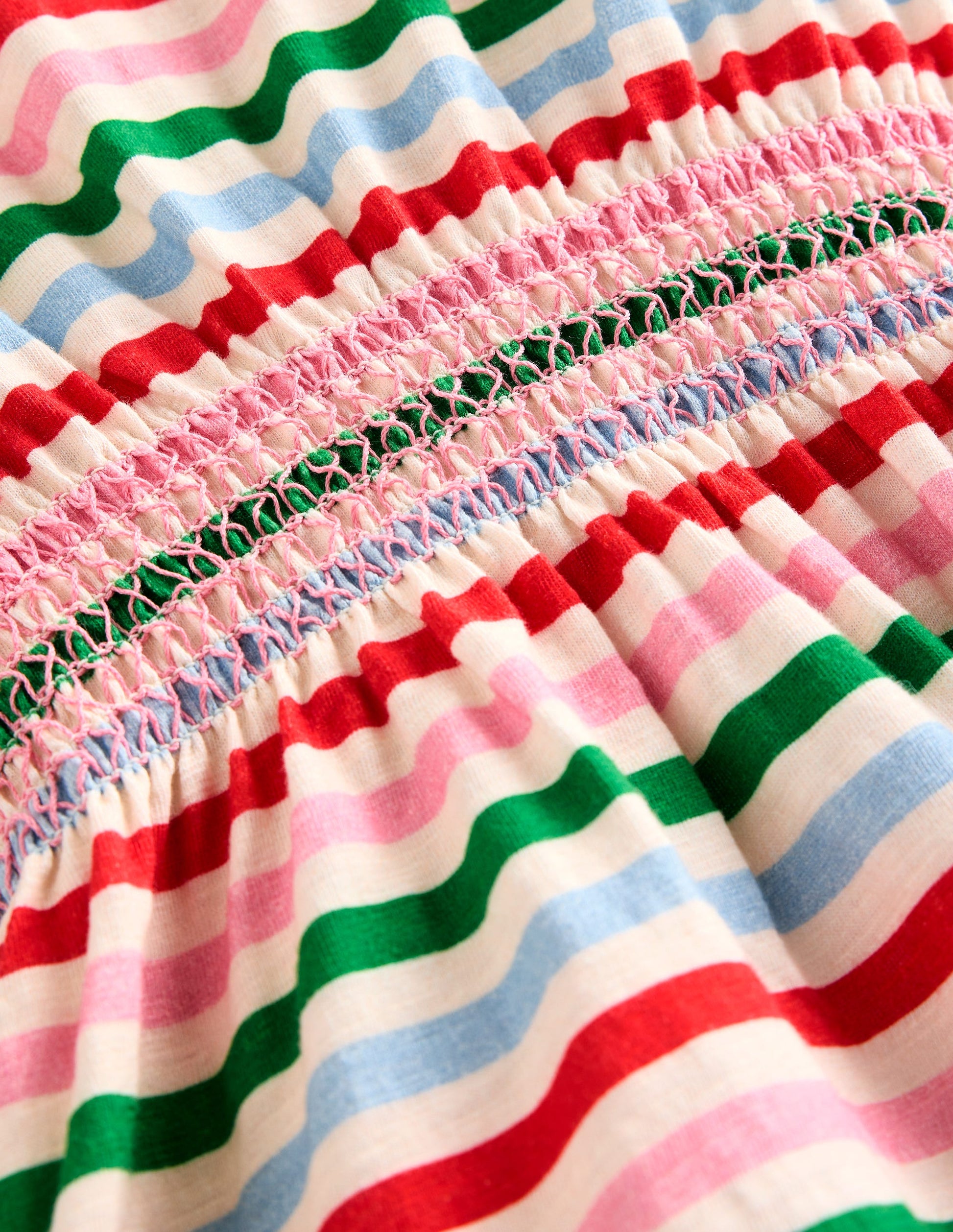 Jerseykleid mit geraffter Taille-Ackerbohnengrün/Pink, Gestreift-3