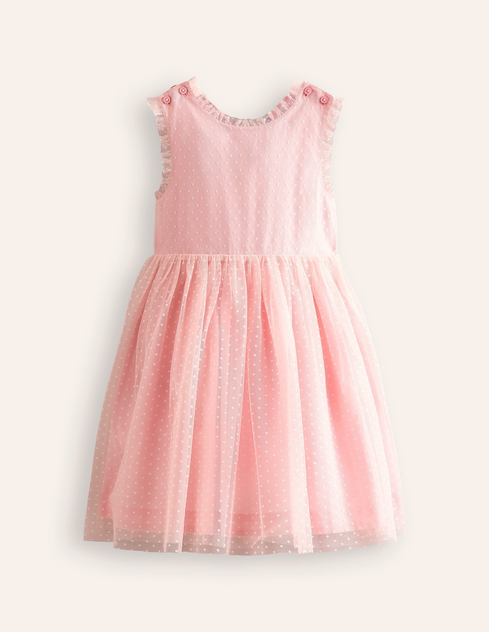 Tulle Appliqué Back Dress-Ballet Pink Butterfly - Image 1