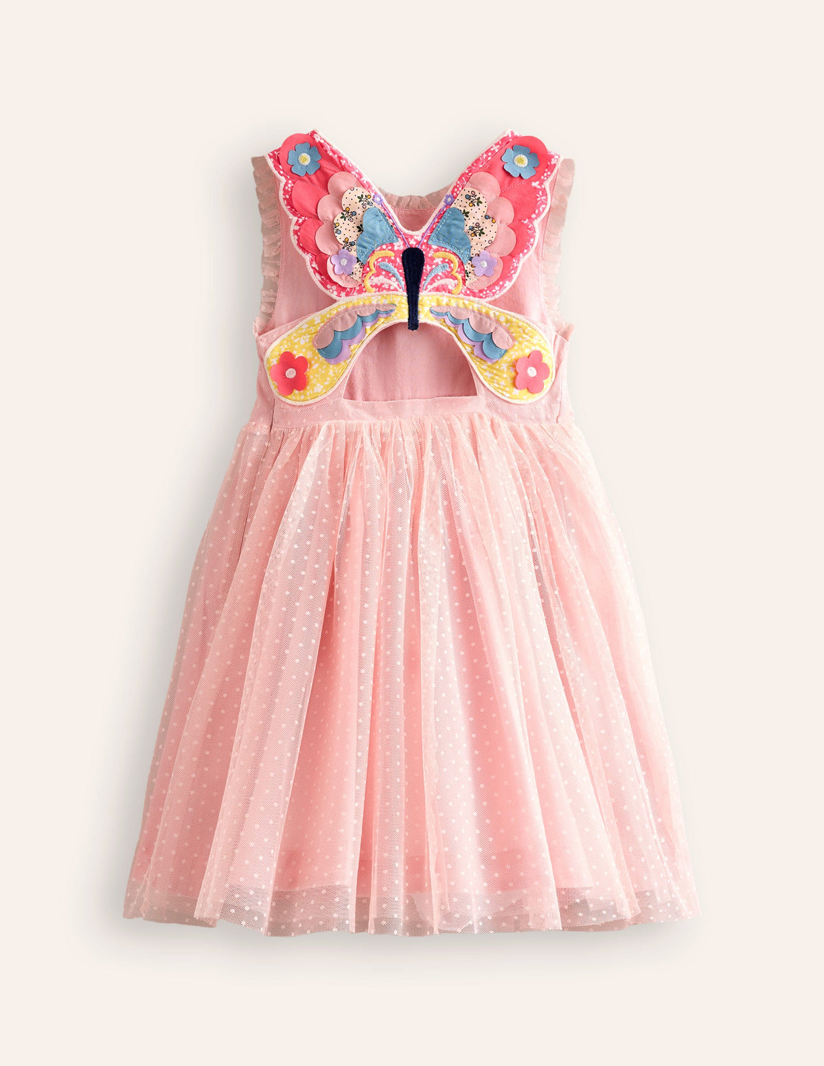 Tulle Appliqué Back Dress-Ballet Pink Butterfly-2
