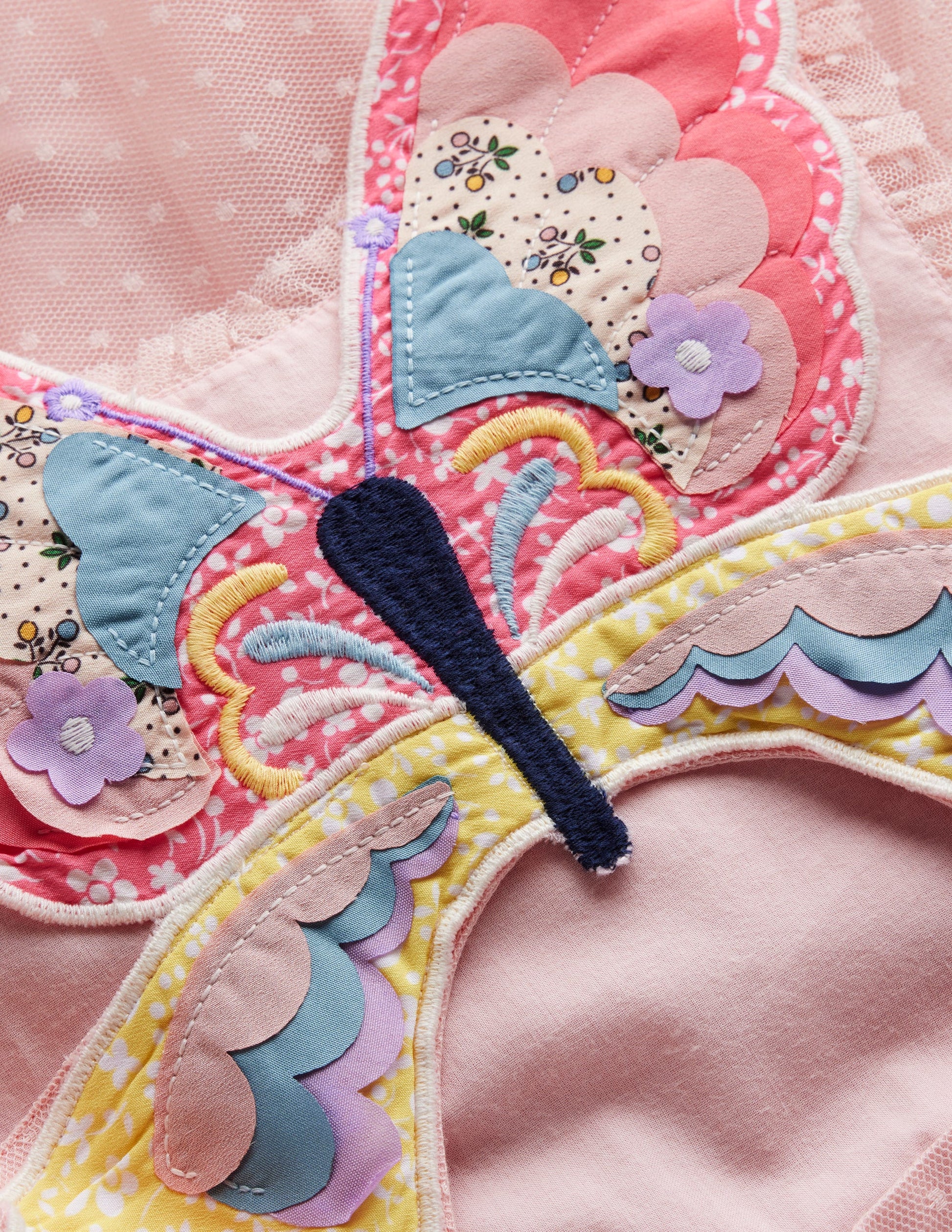 Tulle Appliqué Back Dress-Ballet Pink Butterfly-3