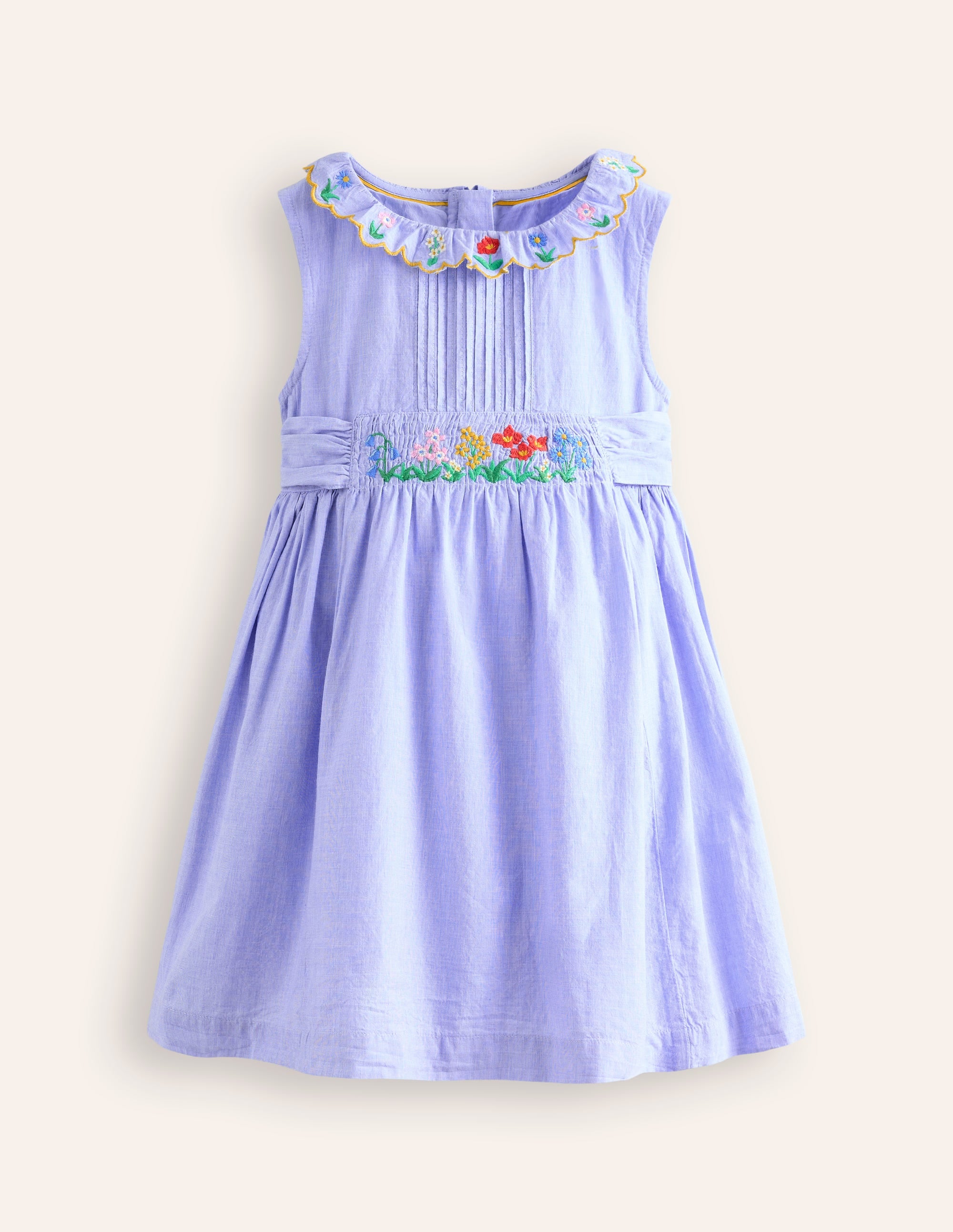 Besticktes Kleid mit Biesen-Durchgängige Stickerei - Image 1