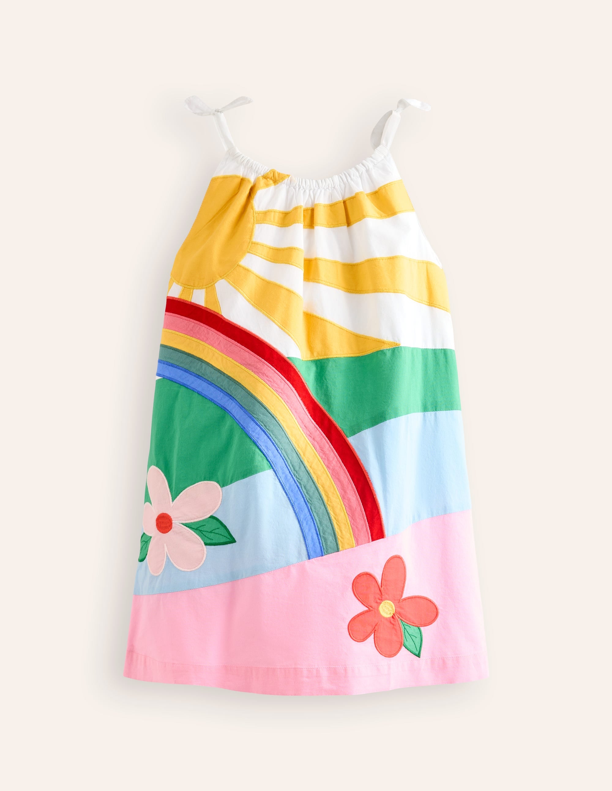 Strappy Appliqué Dress-Multi Rainbow Scene - Image 1