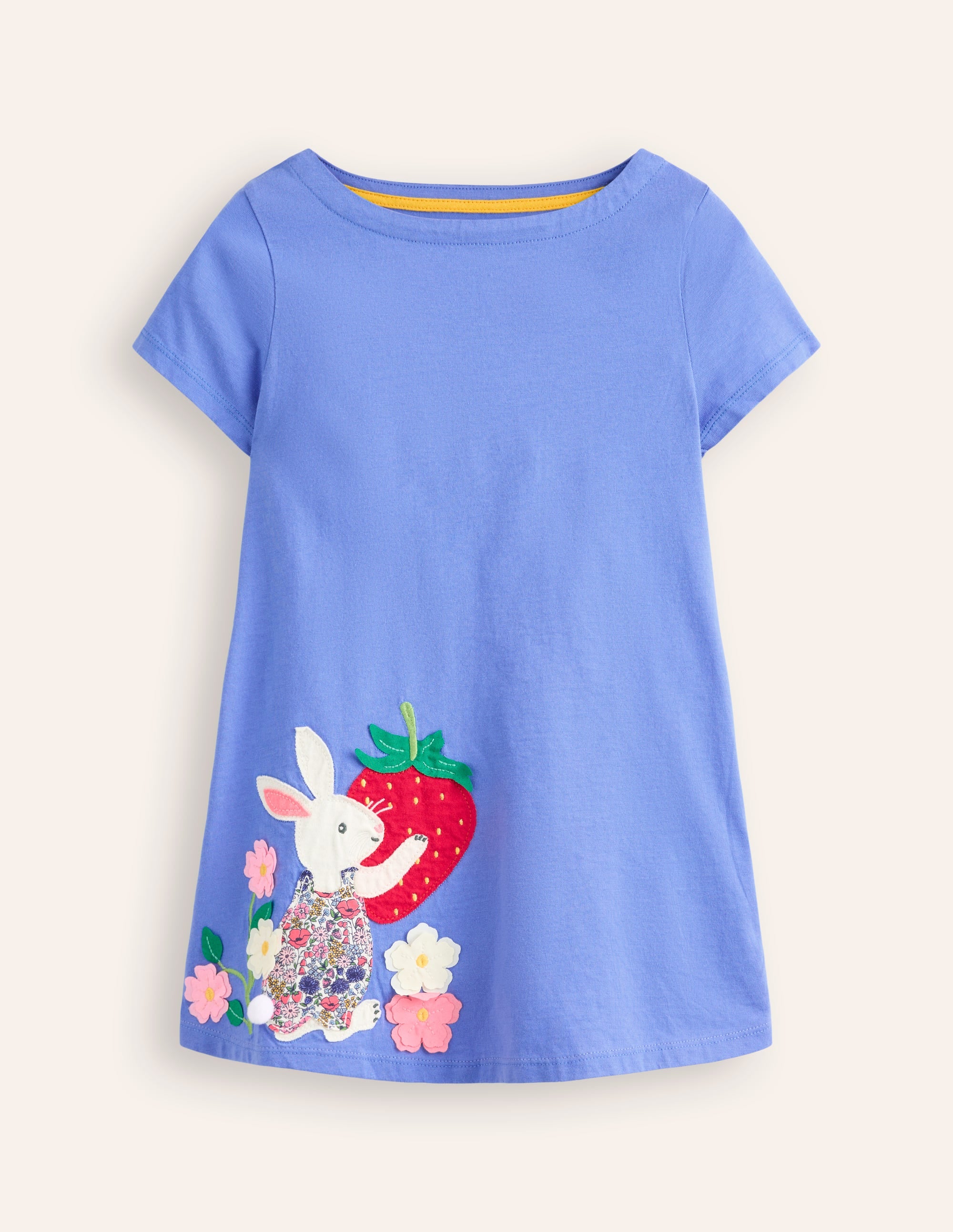 Kurzärmelige Tunika mit Applikation-Surfblau Hase - Image 1