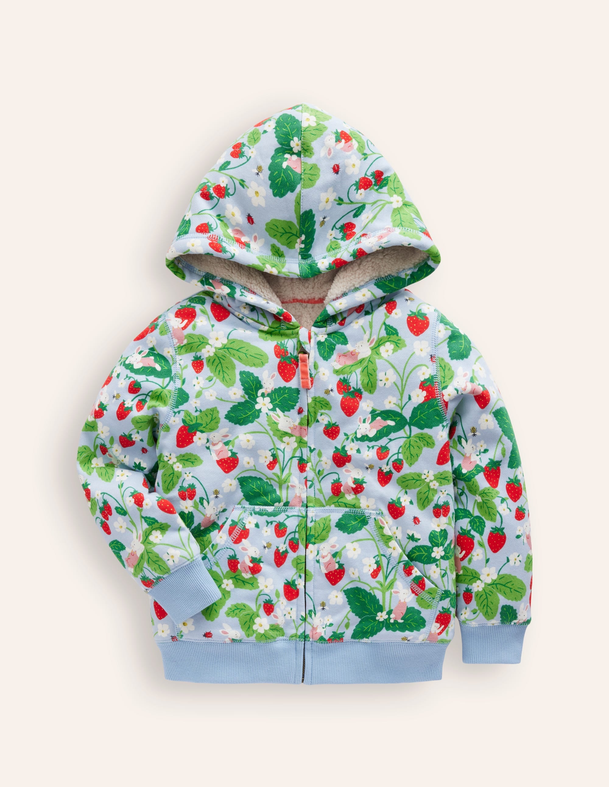 Kapuzenpullover mit Zottelfutter-Erdbeerfeld Druck - Image 1