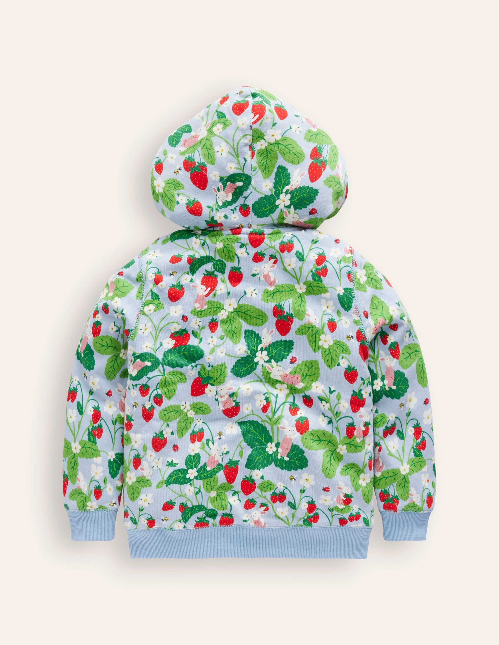 Kapuzenpullover mit Zottelfutter-Erdbeerfeld Druck-2