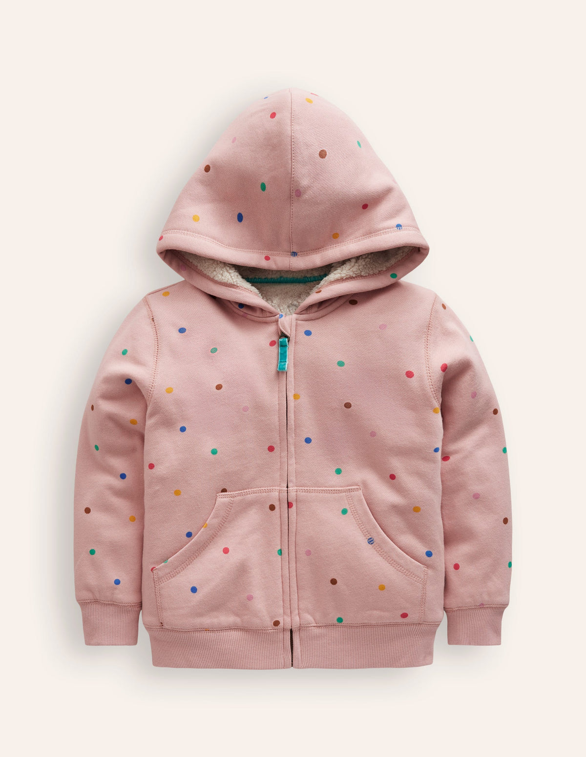 Kapuzenpullover mit Zottelfutter-Altrosa/Bunt, Getupft - Image 1