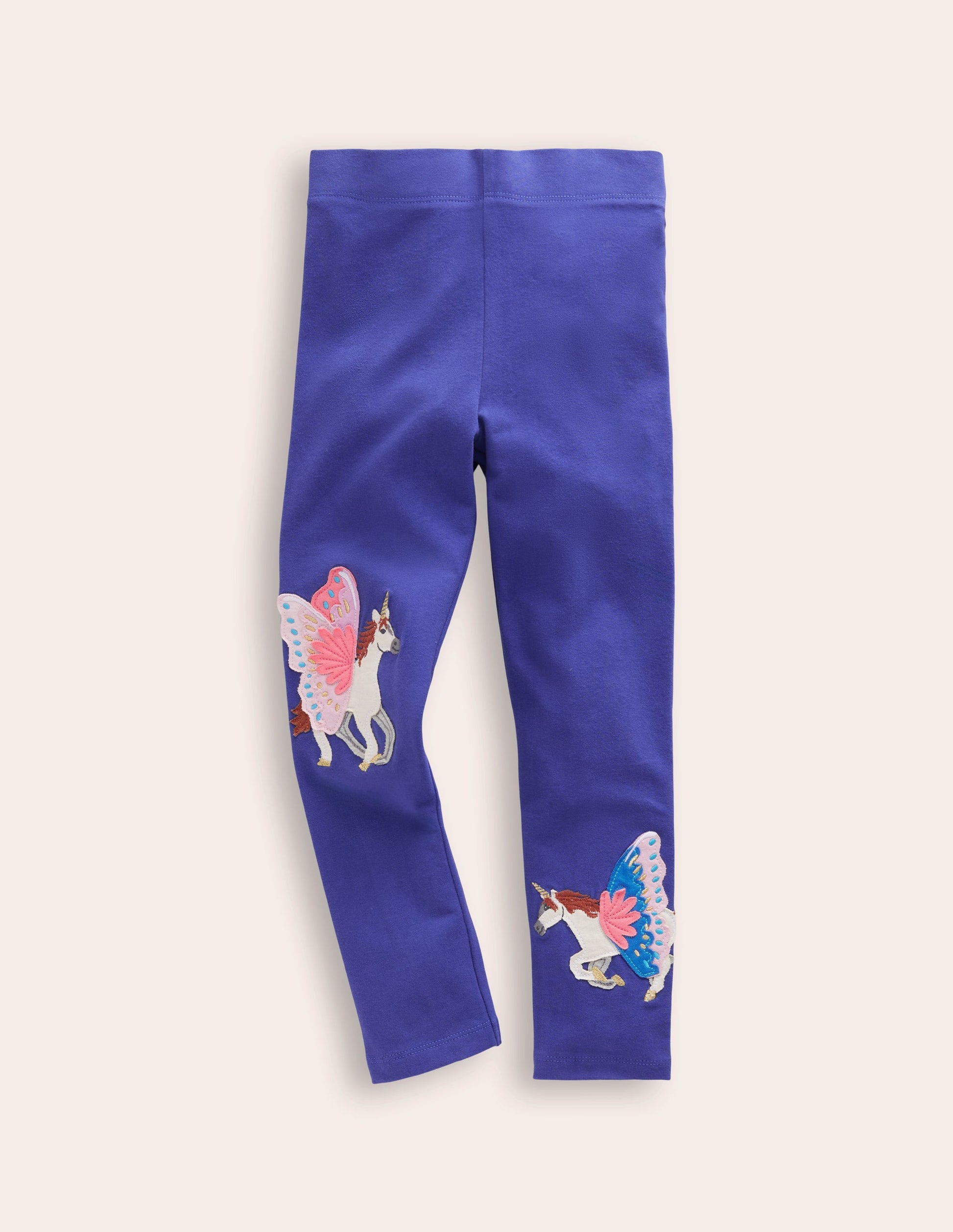 Appliqué Leggings-Navy Unicorns-1