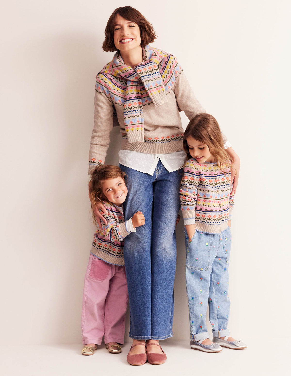 Edie Fair Isle Cardigan-Ecru Marl Flowers - Image 1