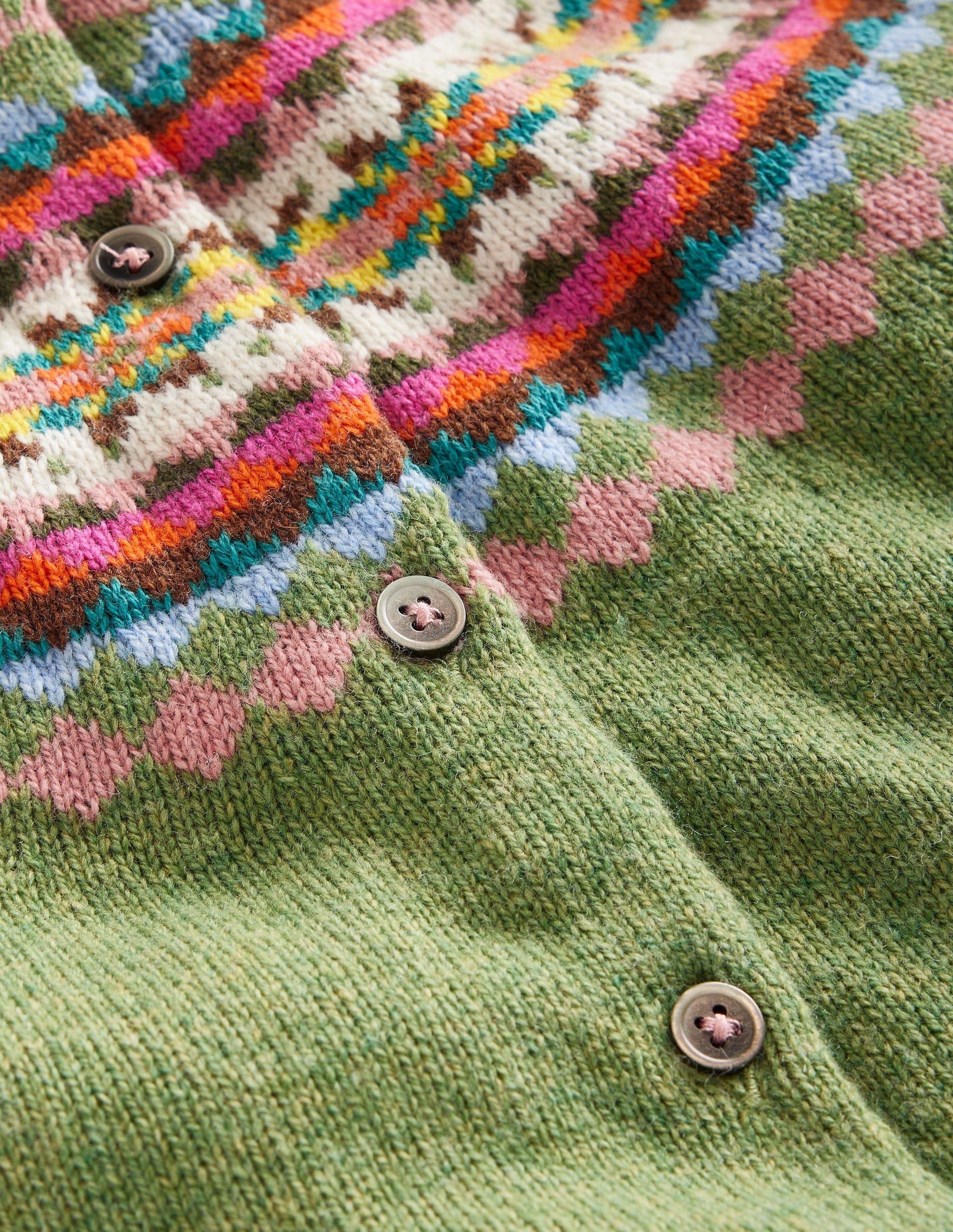 Edie Fair-Isle-Strickjacke-Grün/Rosa Fair-Isle - Image 7