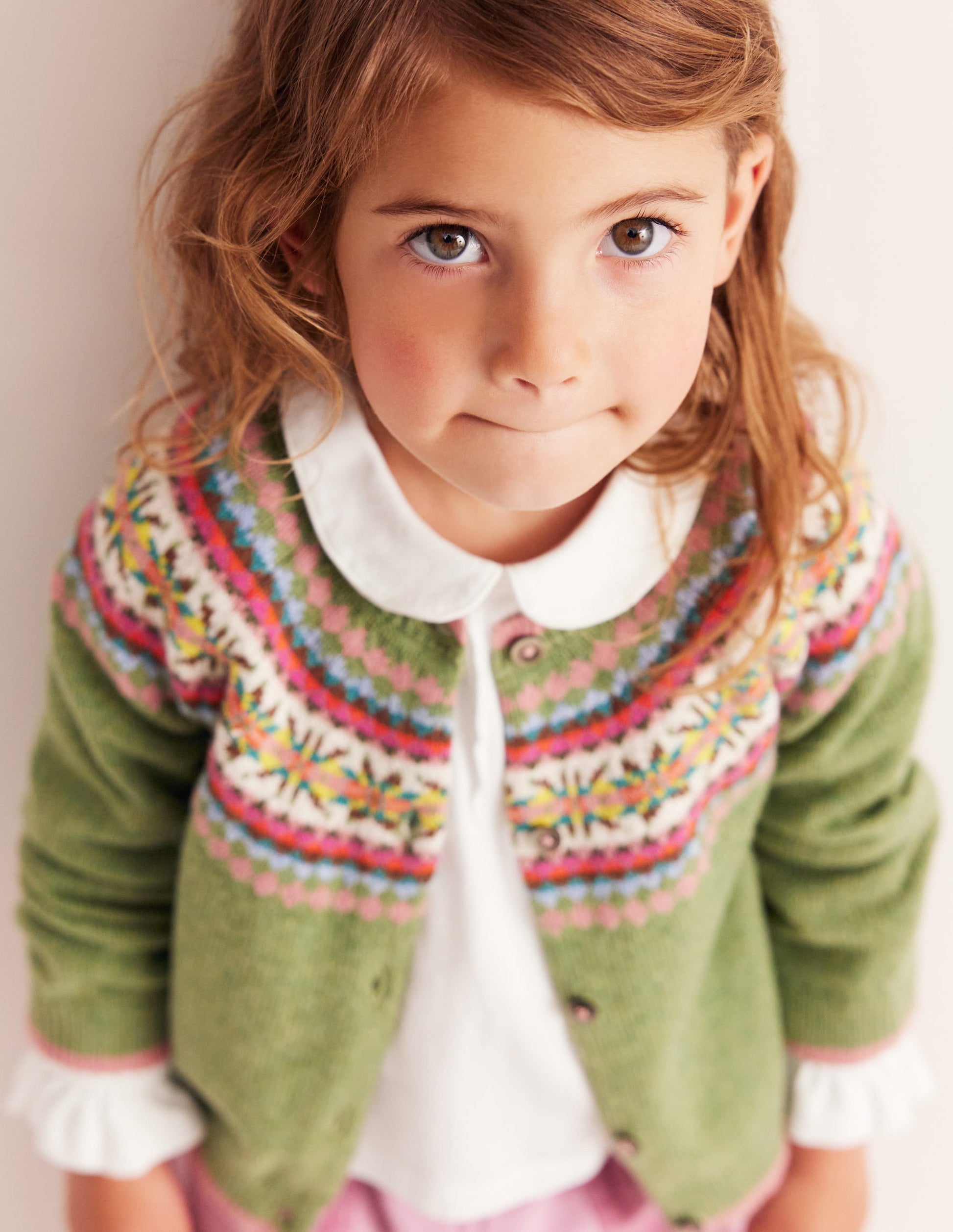 Edie Fair-Isle-Strickjacke-Grün/Rosa Fair-Isle-1
