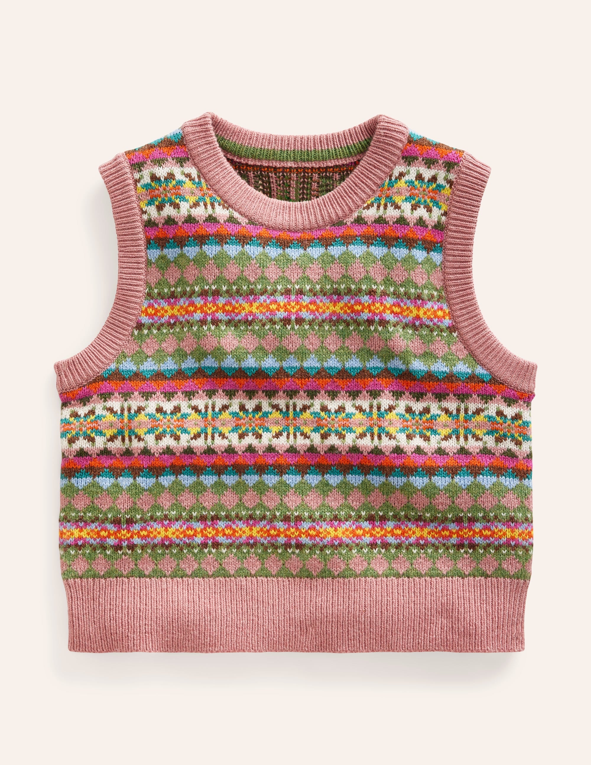 Fair-Isle-Stricktop-Grün/Rosa Fair-Isle - Image 5