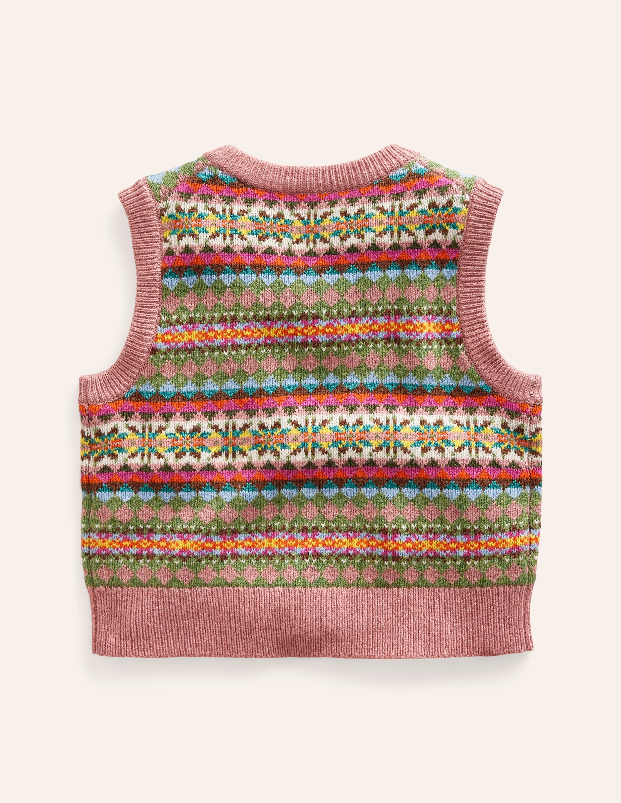 Fair-Isle-Stricktop-Grün/Rosa Fair-Isle - Image 6