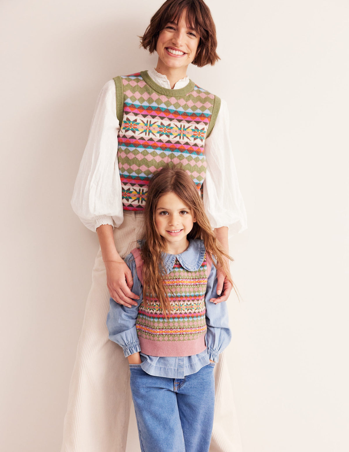 Fair-Isle-Stricktop-Grün/Rosa Fair-Isle - Image 3