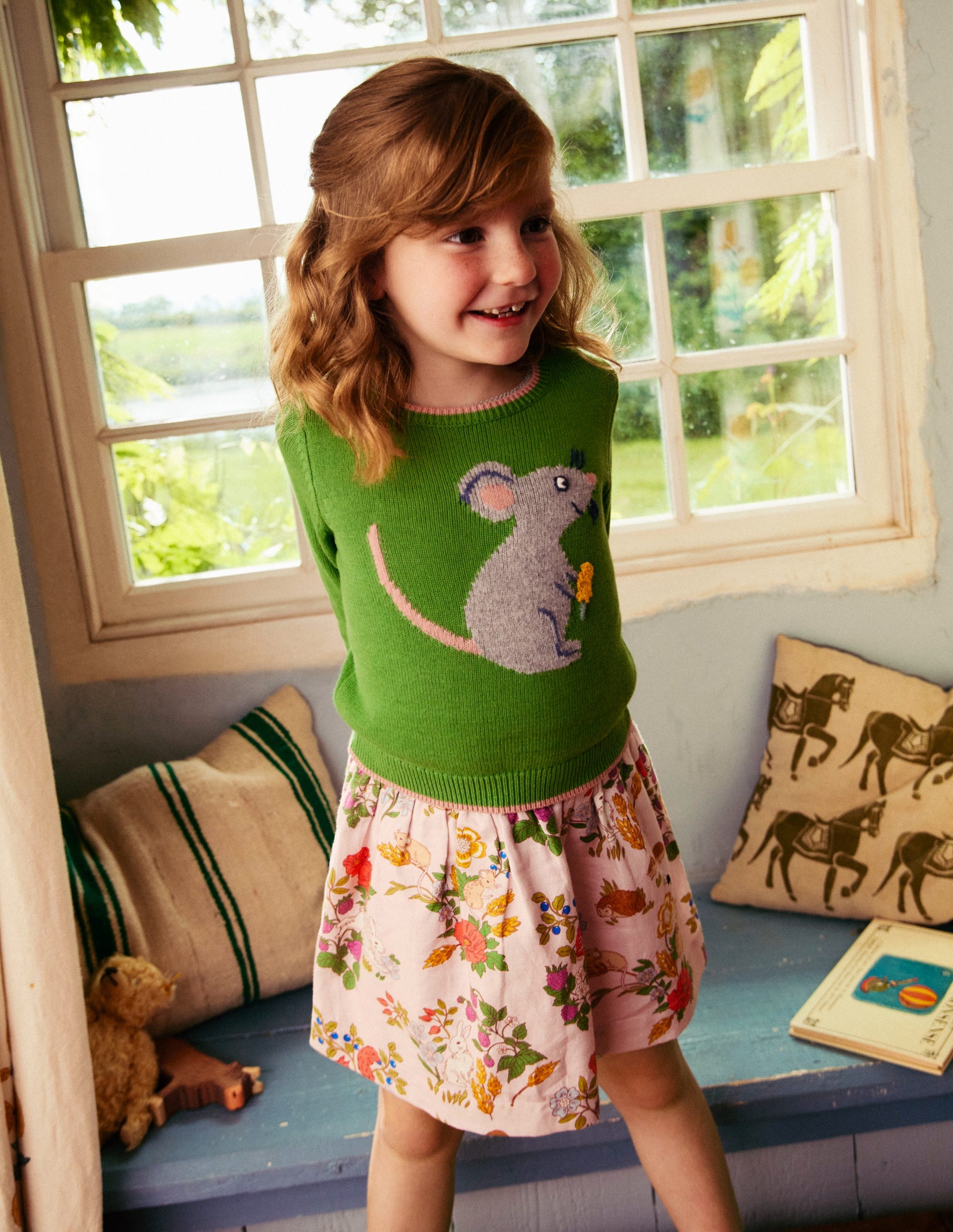 Origineller Pullover mit Logo-Blattgrün Maus-4