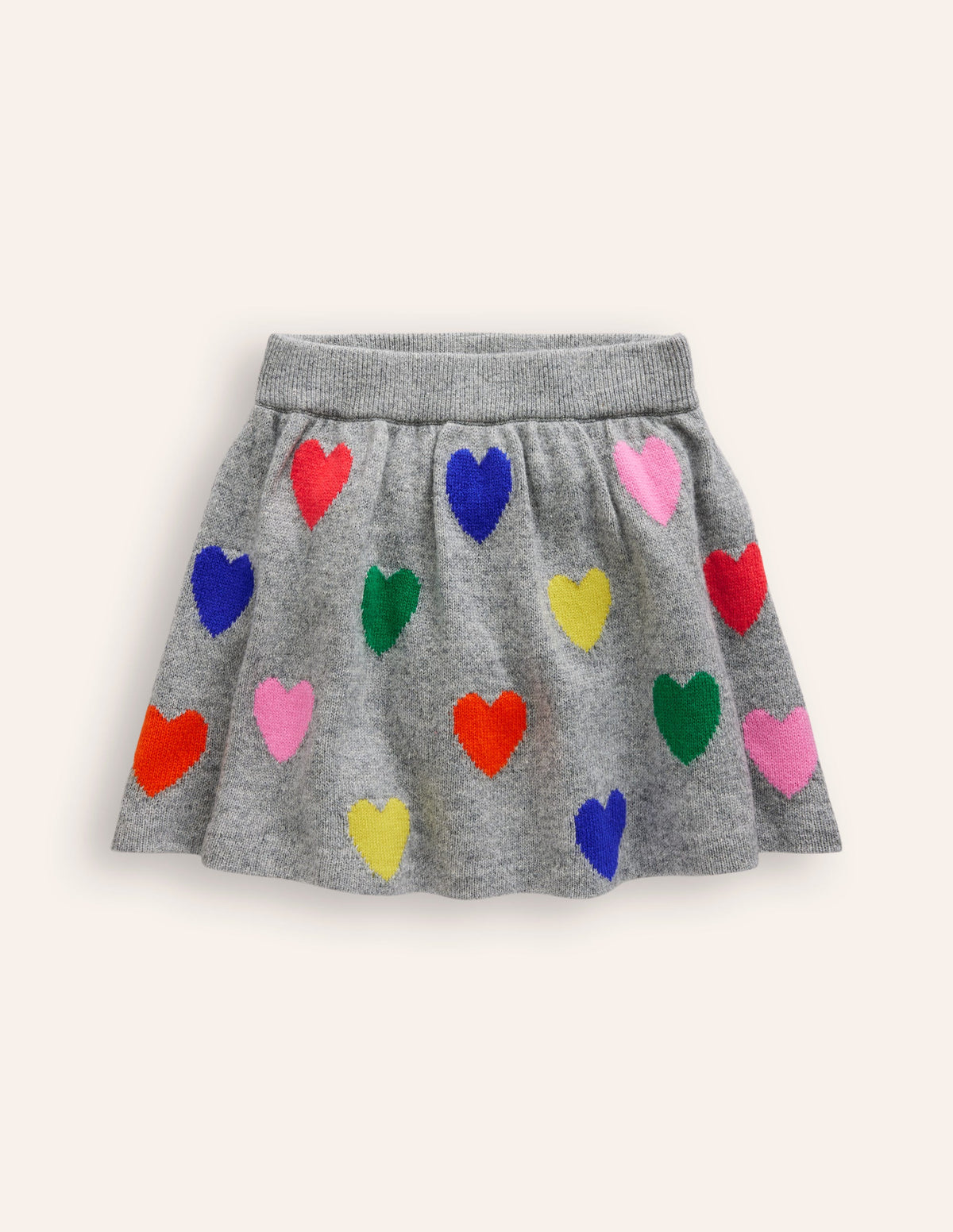 Jupe évasée en maille-Cœurs multi gris - Image 5
