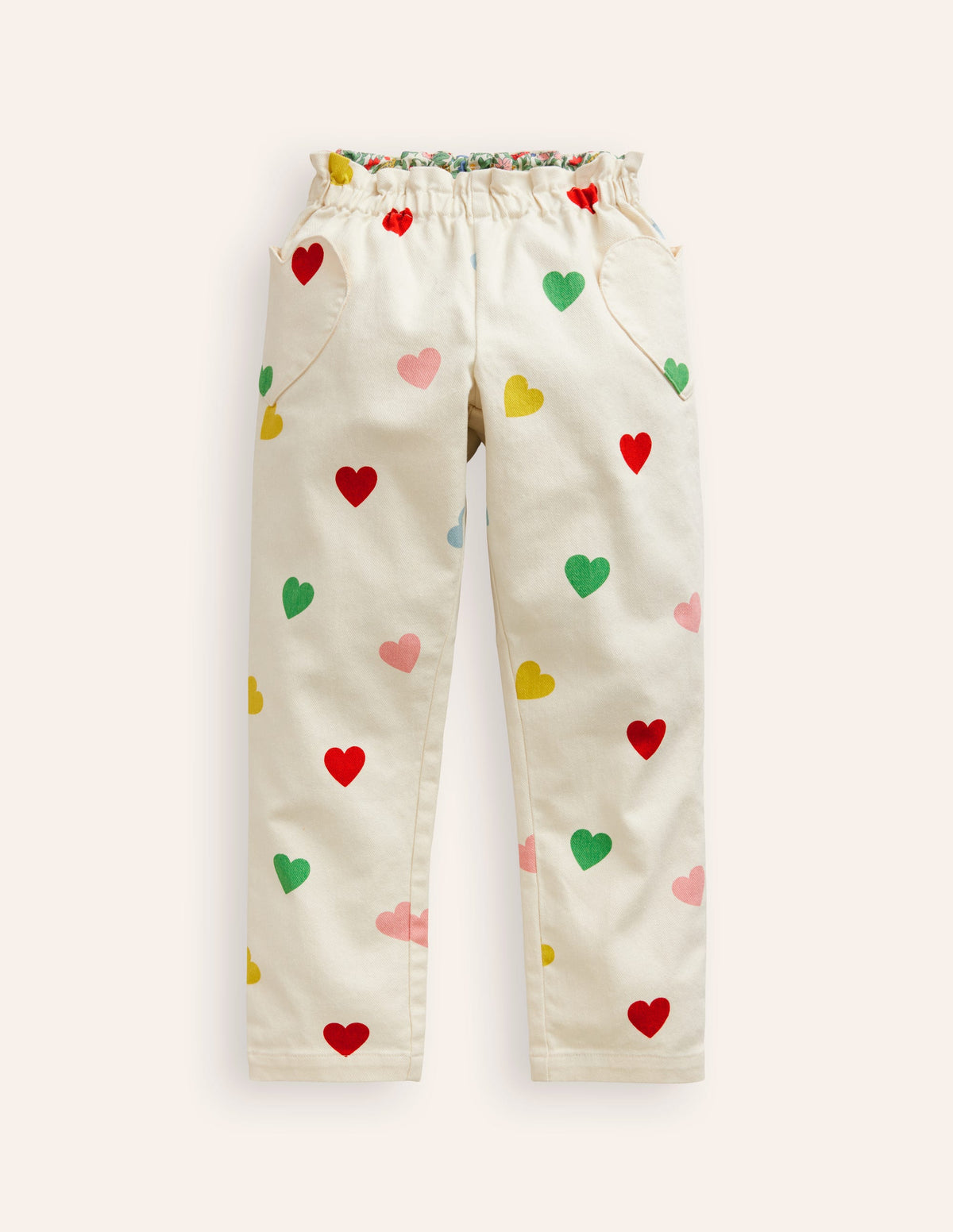 Hose zum Hineinschlüpfen mit herzförmigen Taschen-Bunt Konfetti Herz-1