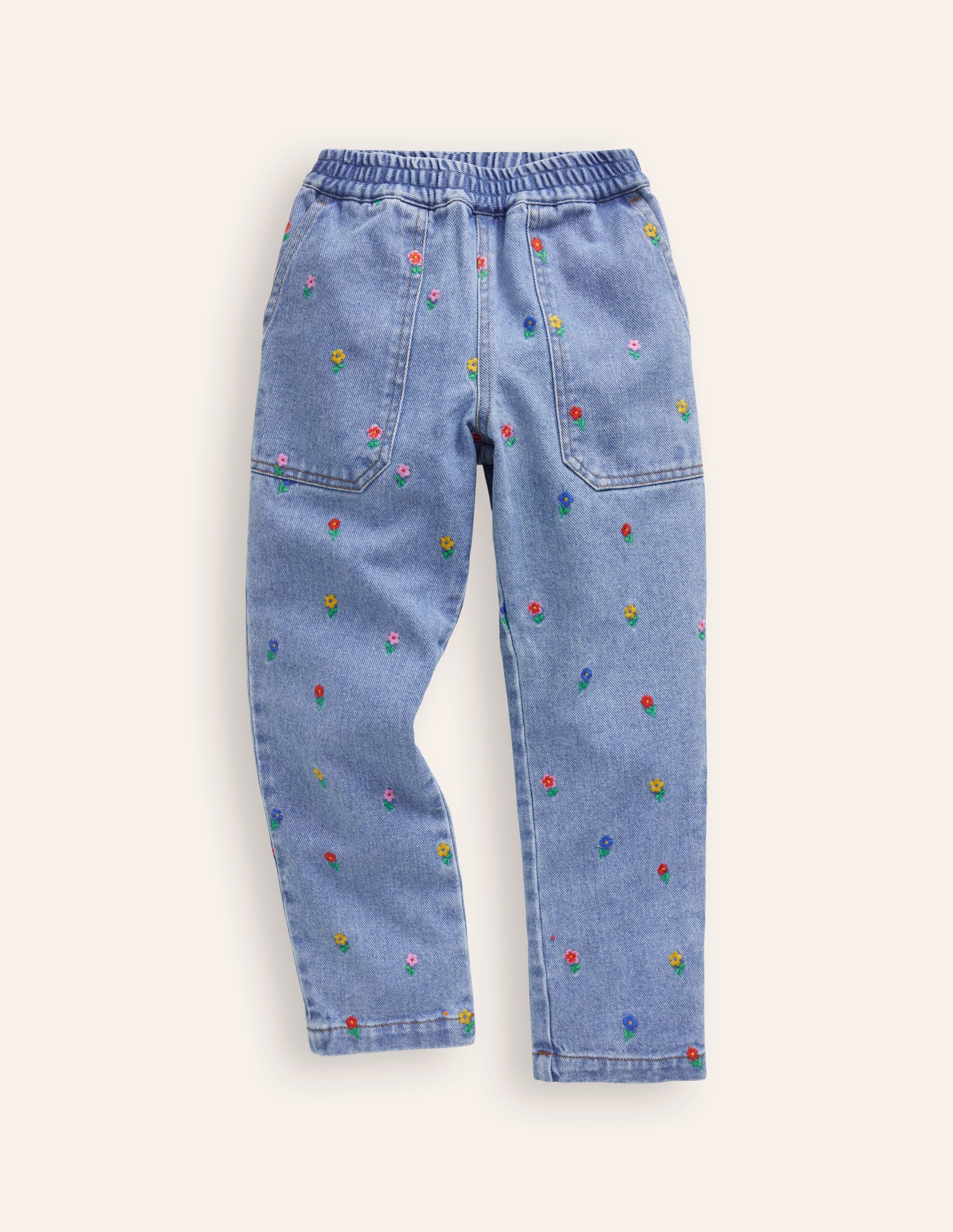 Bestickte Hose zum Hineinschlüpfen-Denim Florale Stickerei - Image 1