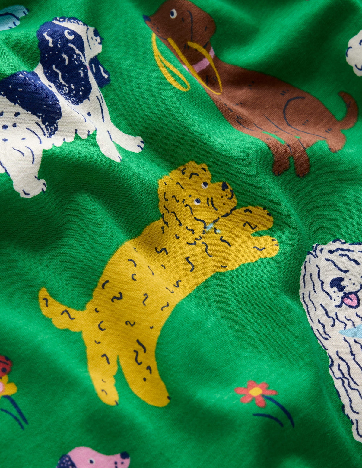 Robe fun à manches longues en jersey-Animaux vert parc-6