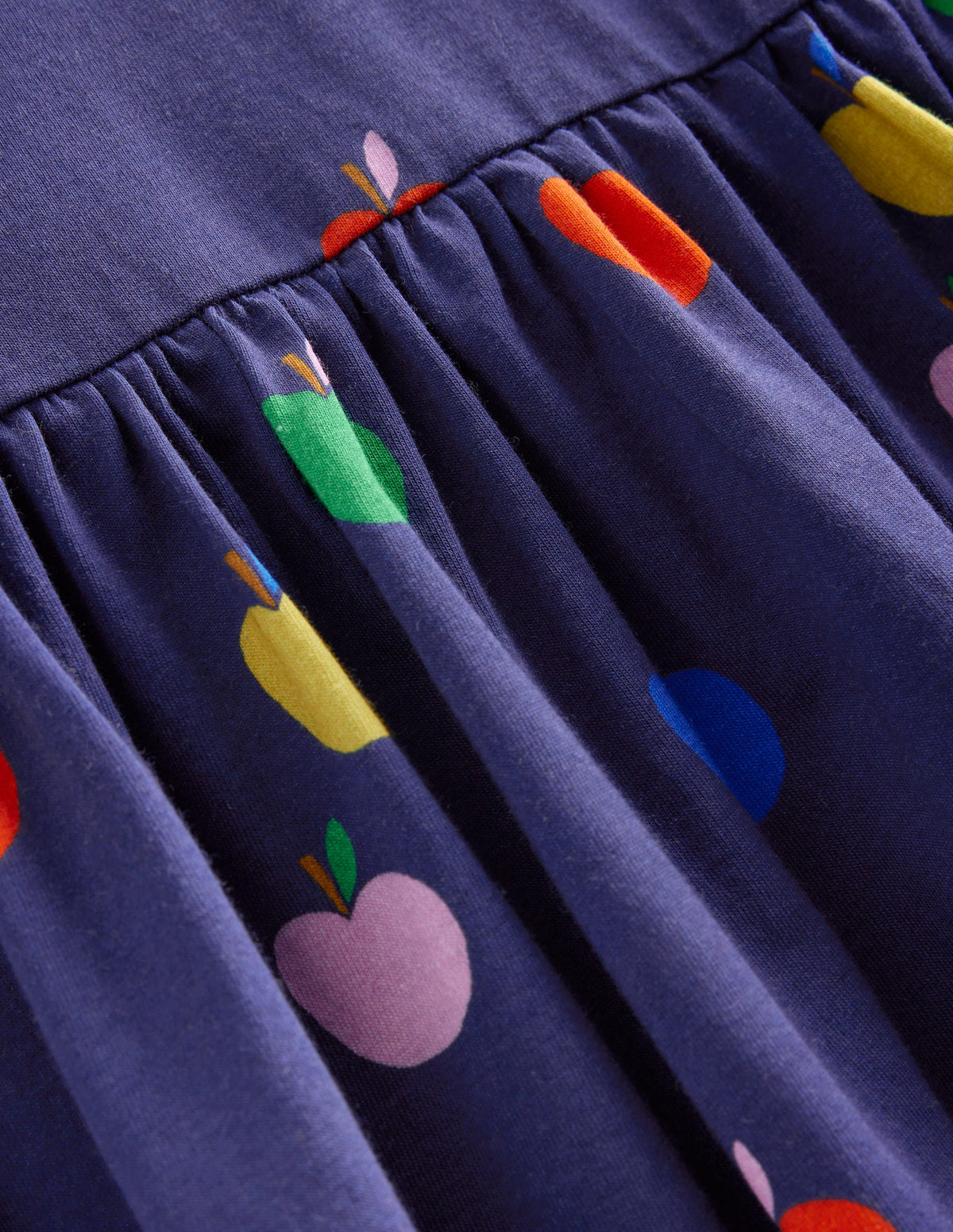 Originelles langärmeliges Jerseykleid-Schuluniform-Marineblau Regenbogen Äpfel - Image 5