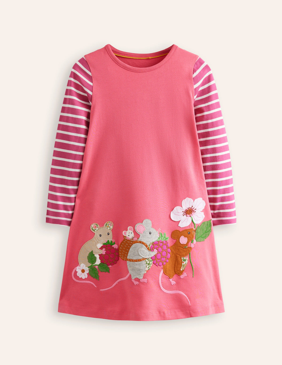 Elsie Big Appliqué Dress-Rapture Rose Pink Mice-1
