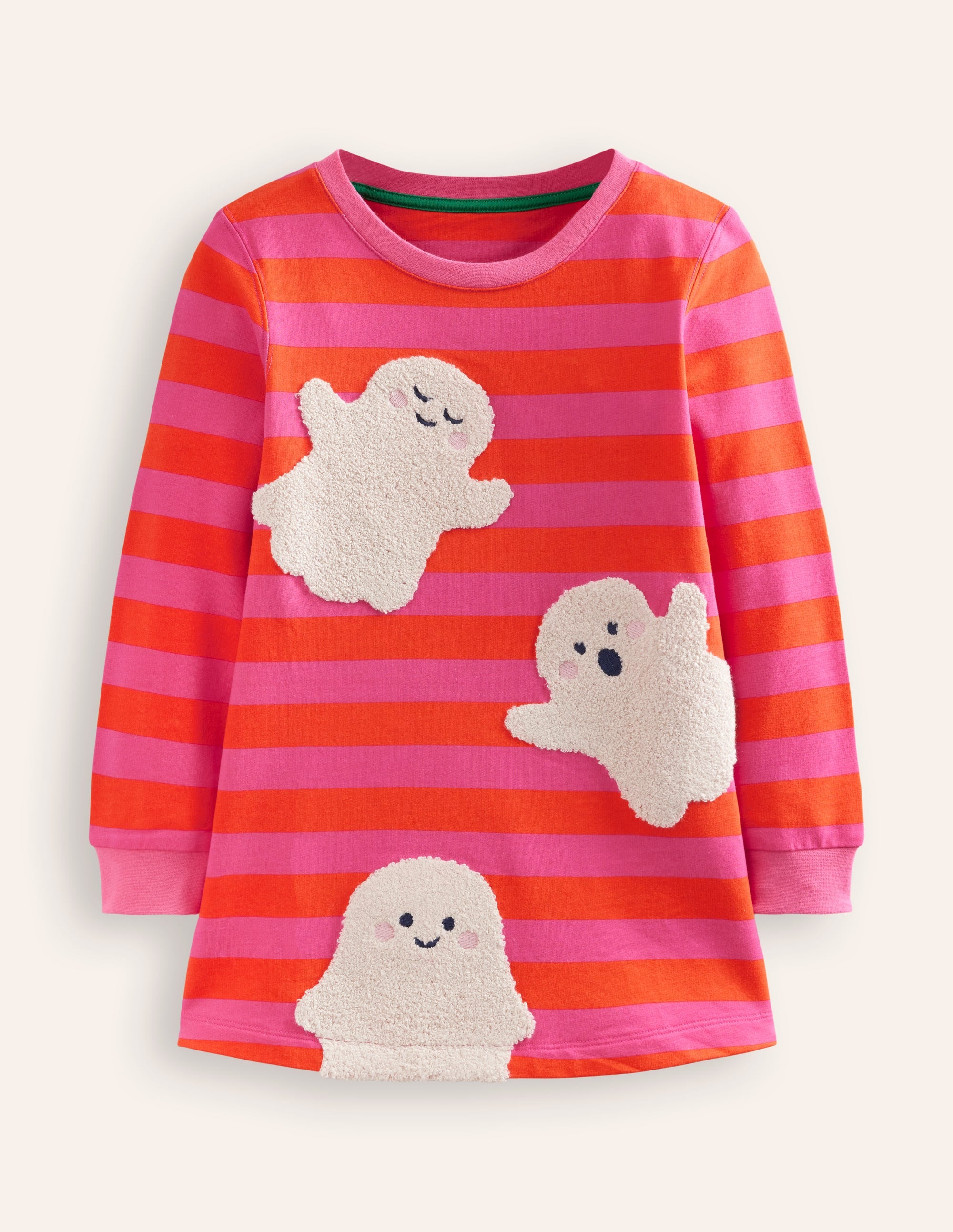 Robe-sweat Ida à appliqué-Fantômes rose vif/terre cuite - Image 1