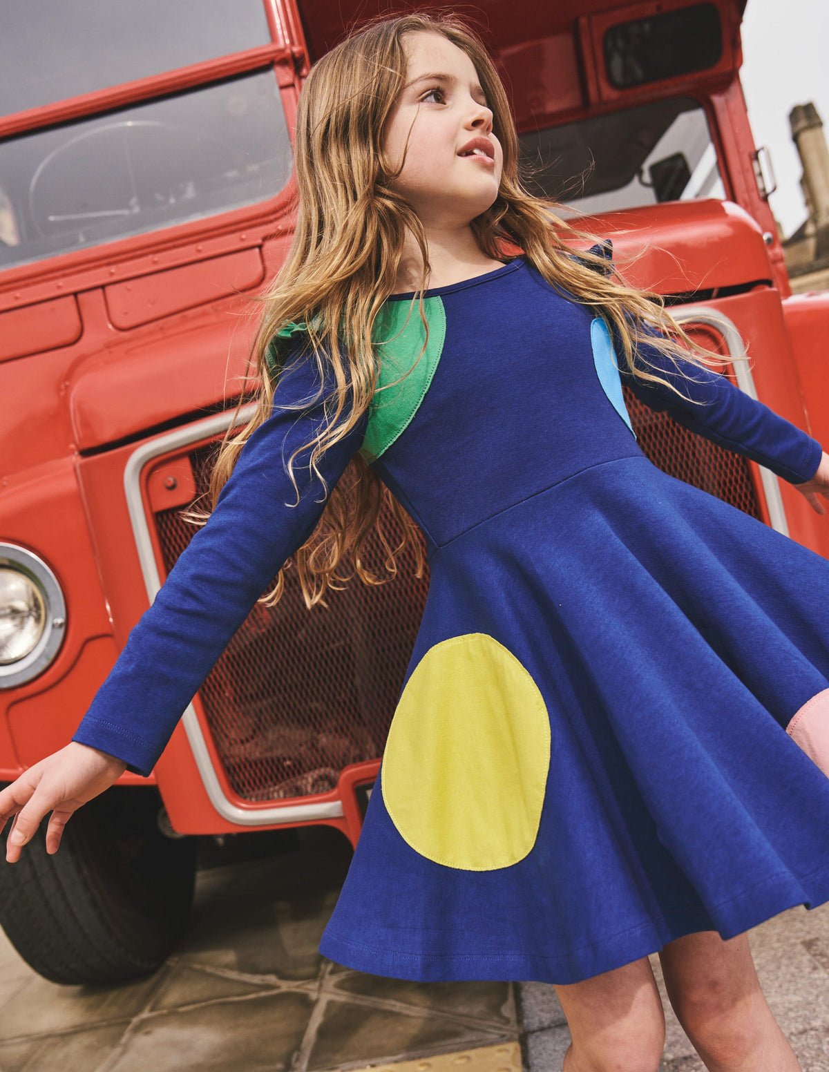 Mabel Ballerinakleid mit Tellerrock-Starboard-Blau, Getupft - Image 4