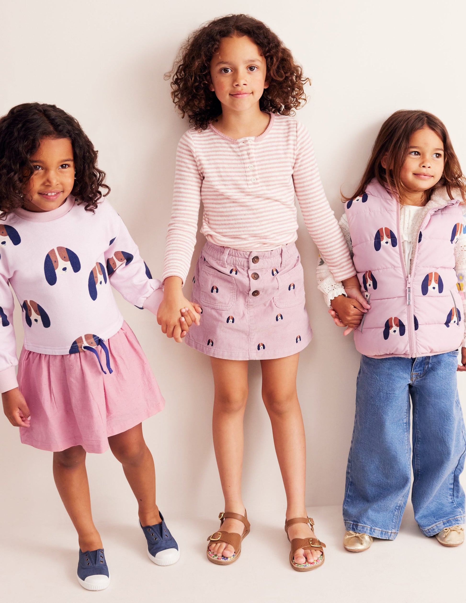 Sweatshirt-Kleid aus gewebtem Material-Mandelrosa Meliert Welpen-1