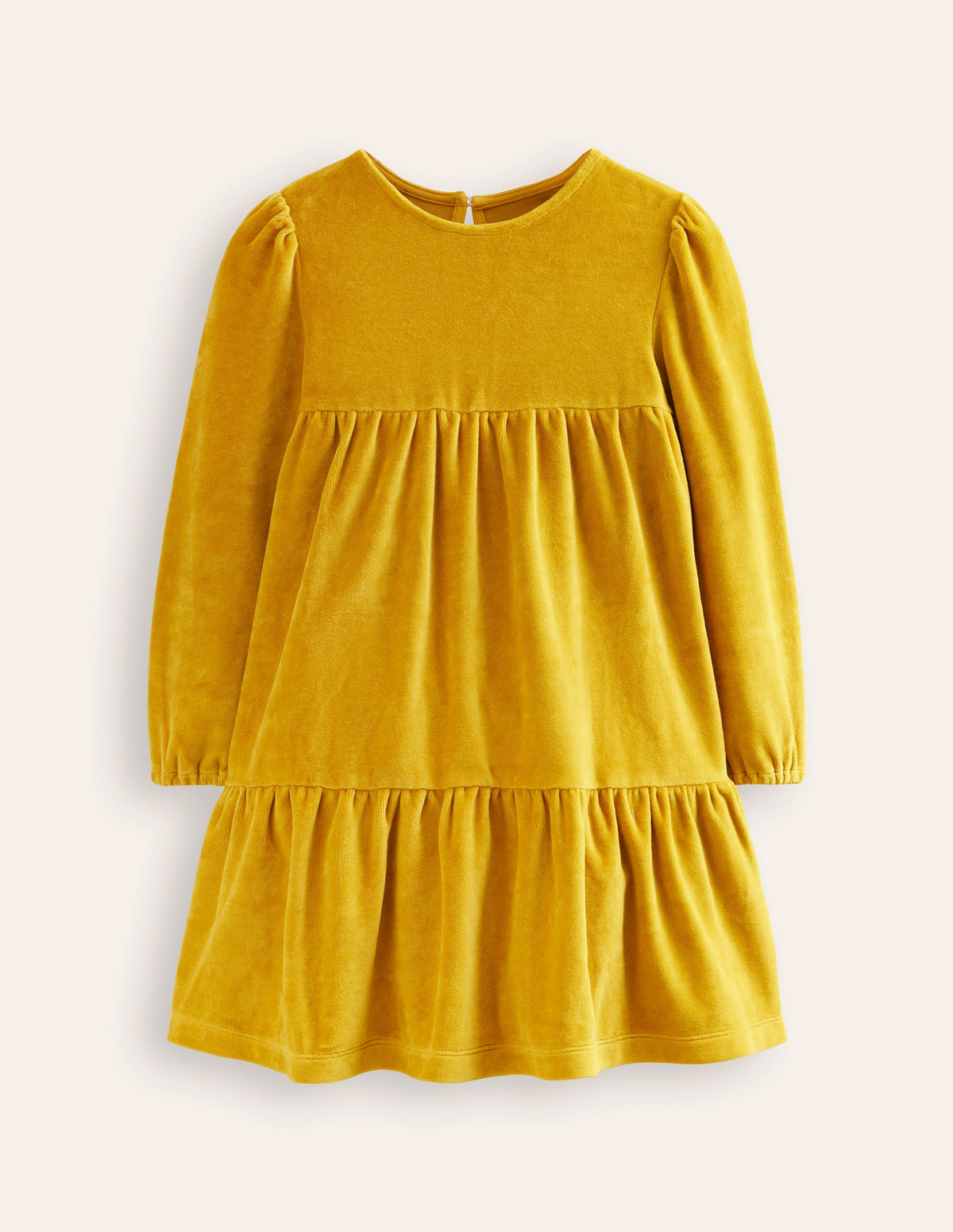 Gestuftes Velourskleid-Gold Palme - Image 1