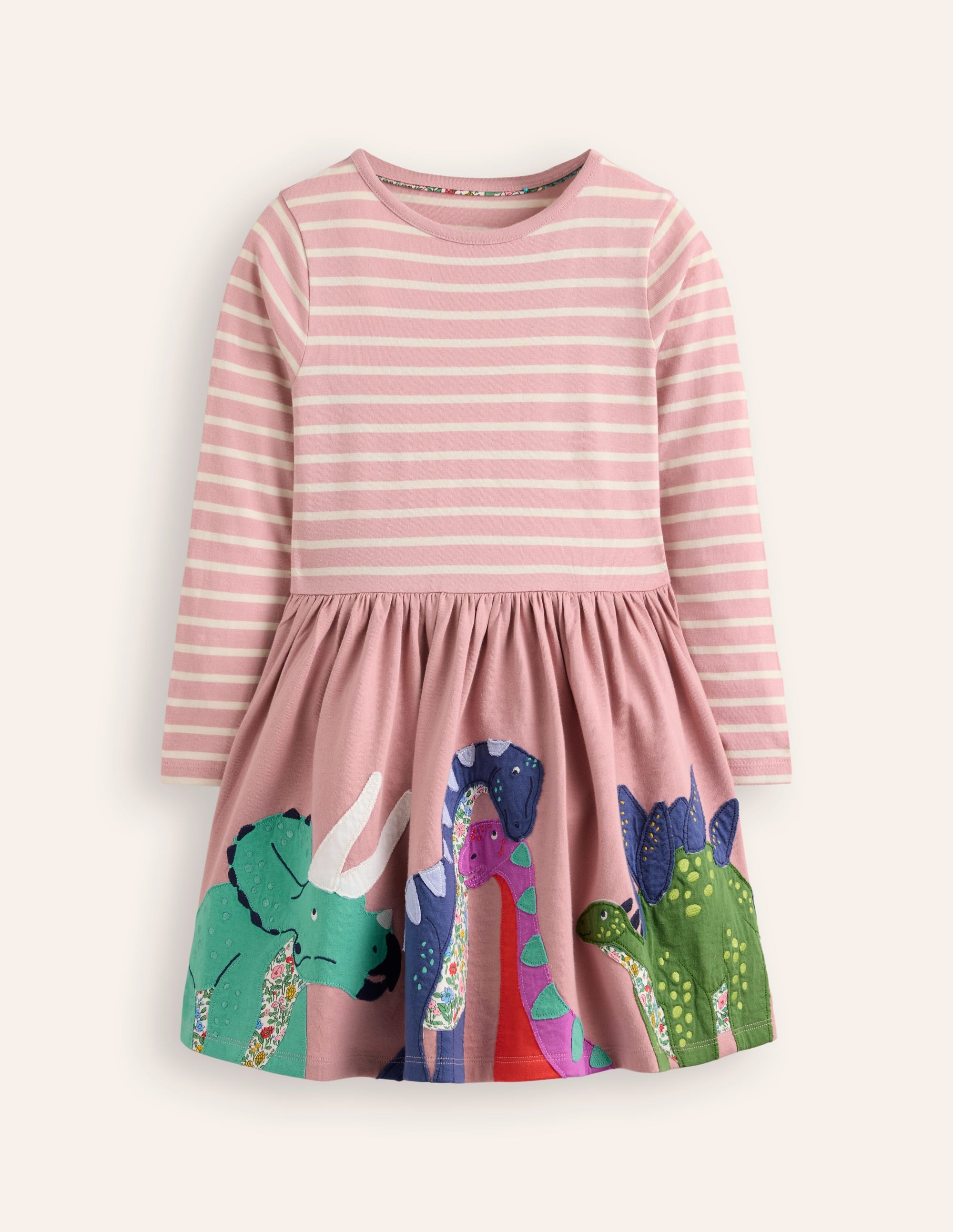 Jerseykleid mit Saumapplikation-Vintage-Rosa Dinosaurier - Image 1