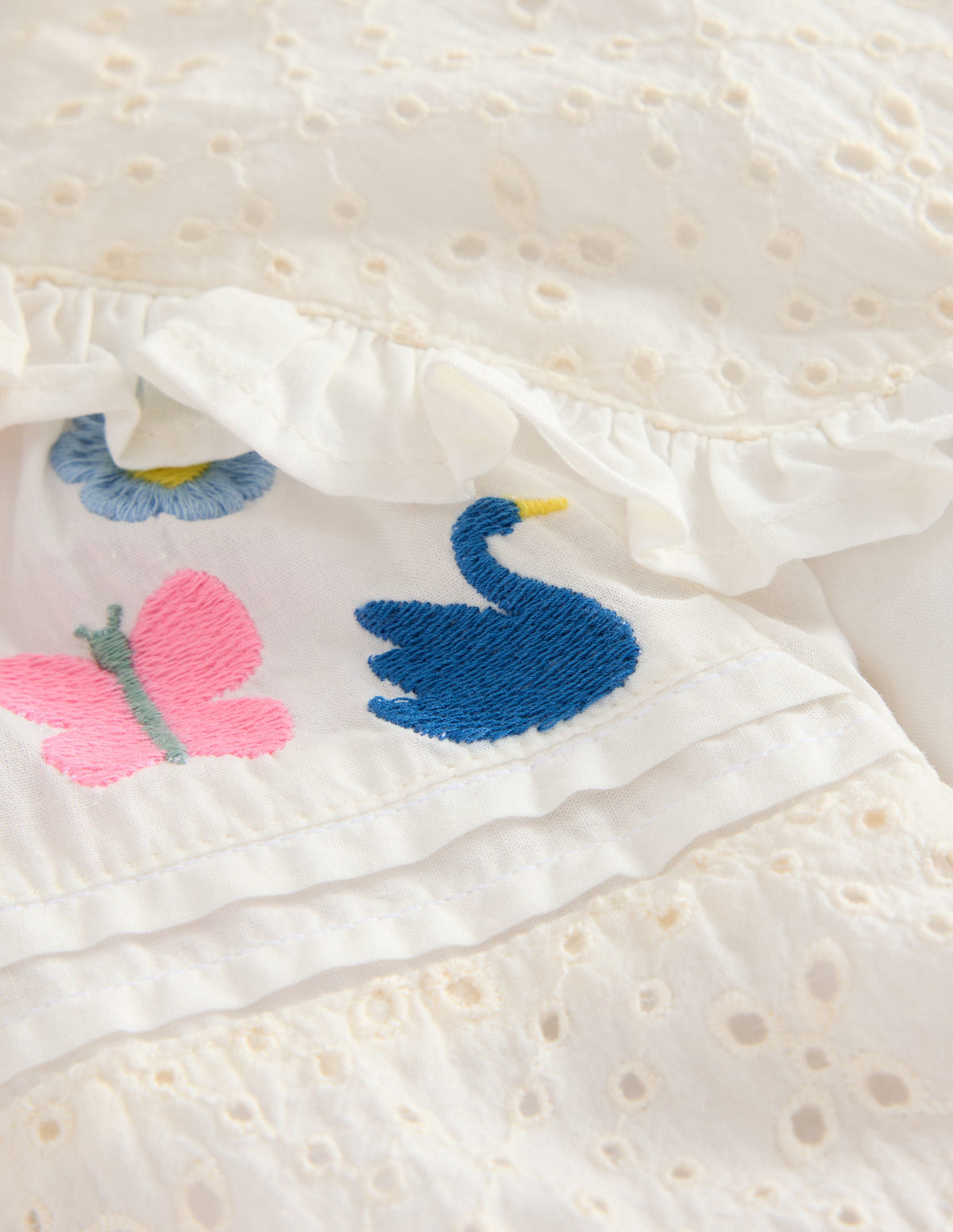 Embroidered Broderie Top-Vanilla White - Image 4