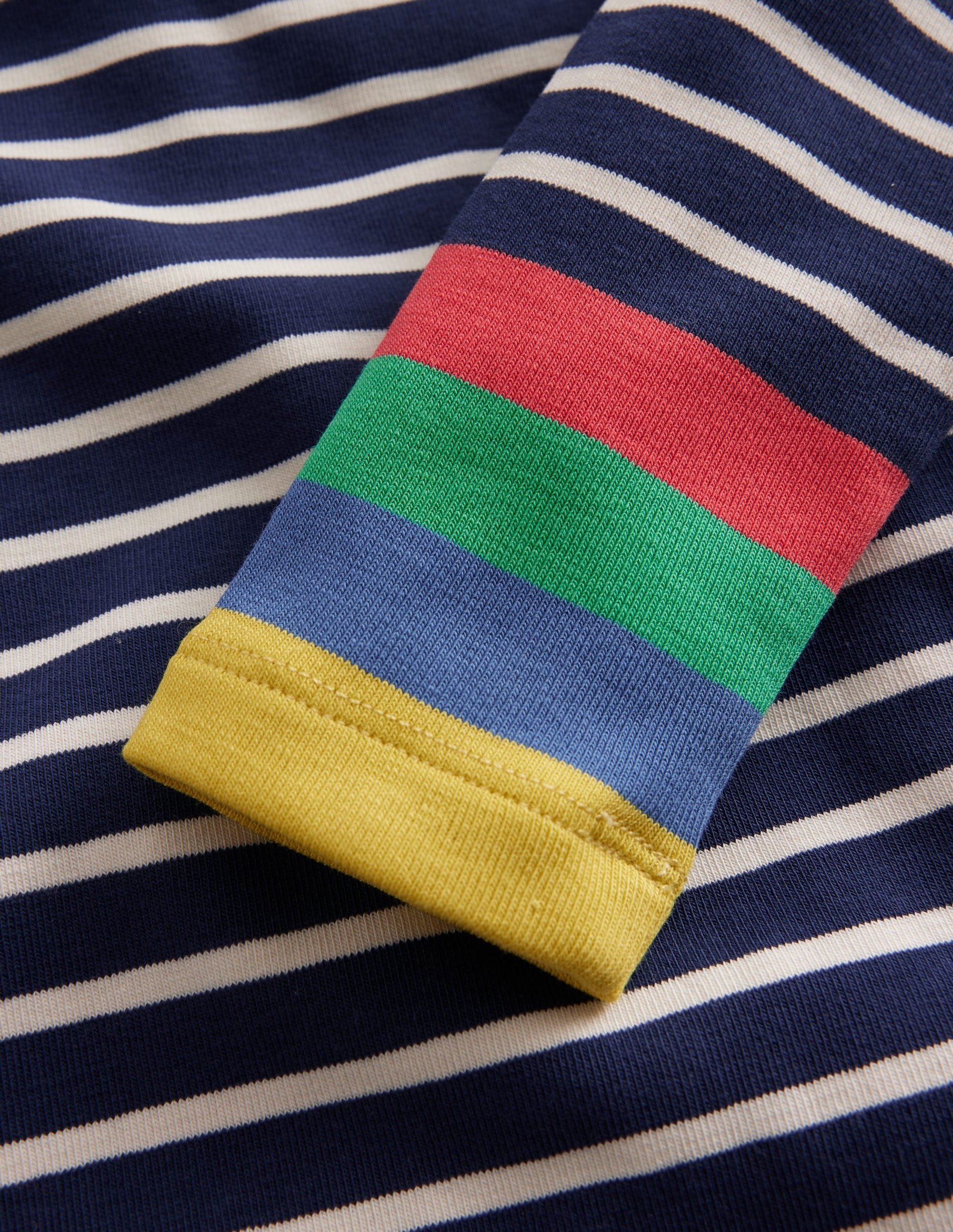 Col roulé ultra-doux-Bleu marine/poignet multi ivoire-3