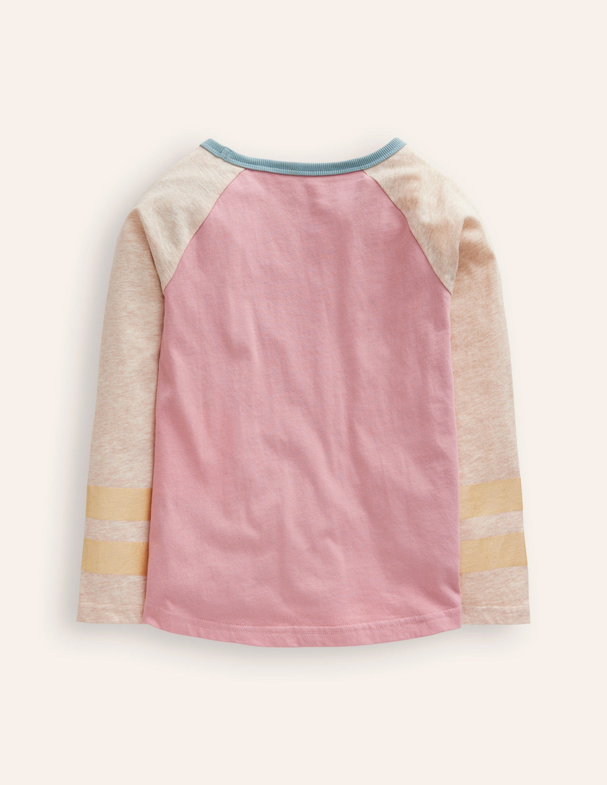 Raglan-T-Shirt mit Blockfarben-Vintage-Rosa/Hafer Meliert-2