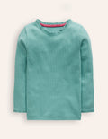 Geripptes Langarmshirt-Bachblau