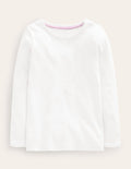 T-shirt côtelé à manches longues-Blanc