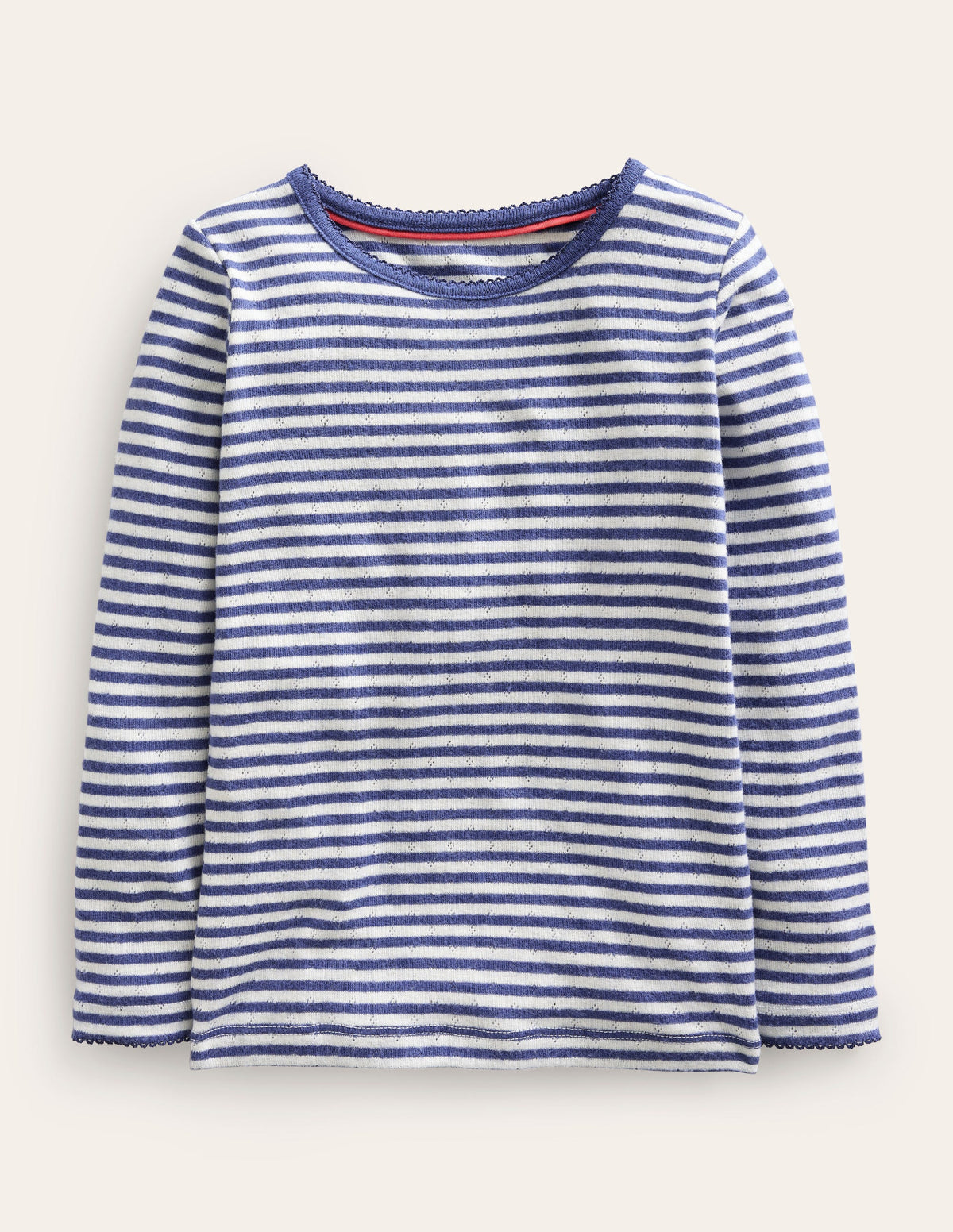 Langärmeliges Oberteil mit Pointelle-Muster-Steuerbordblau/Sanftes Naturweiß-1
