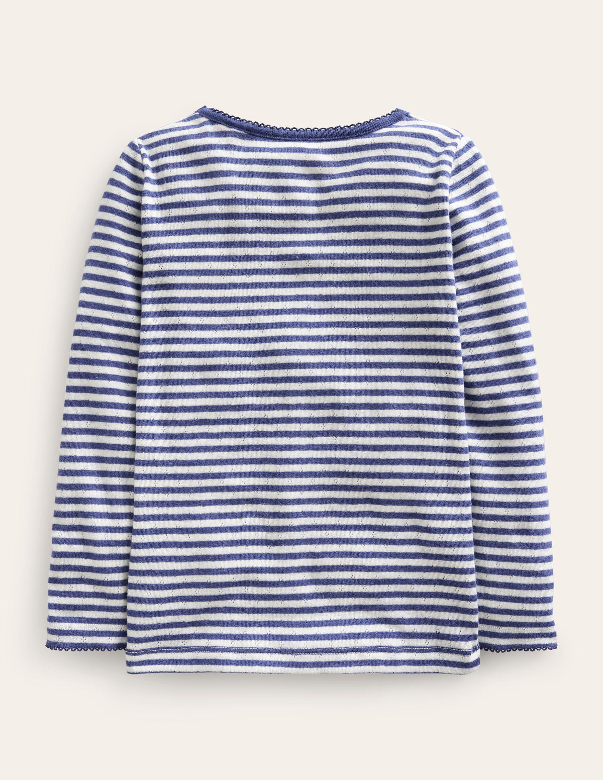 Langärmeliges Oberteil mit Pointelle-Muster-Steuerbordblau/Sanftes Naturweiß - Image 2