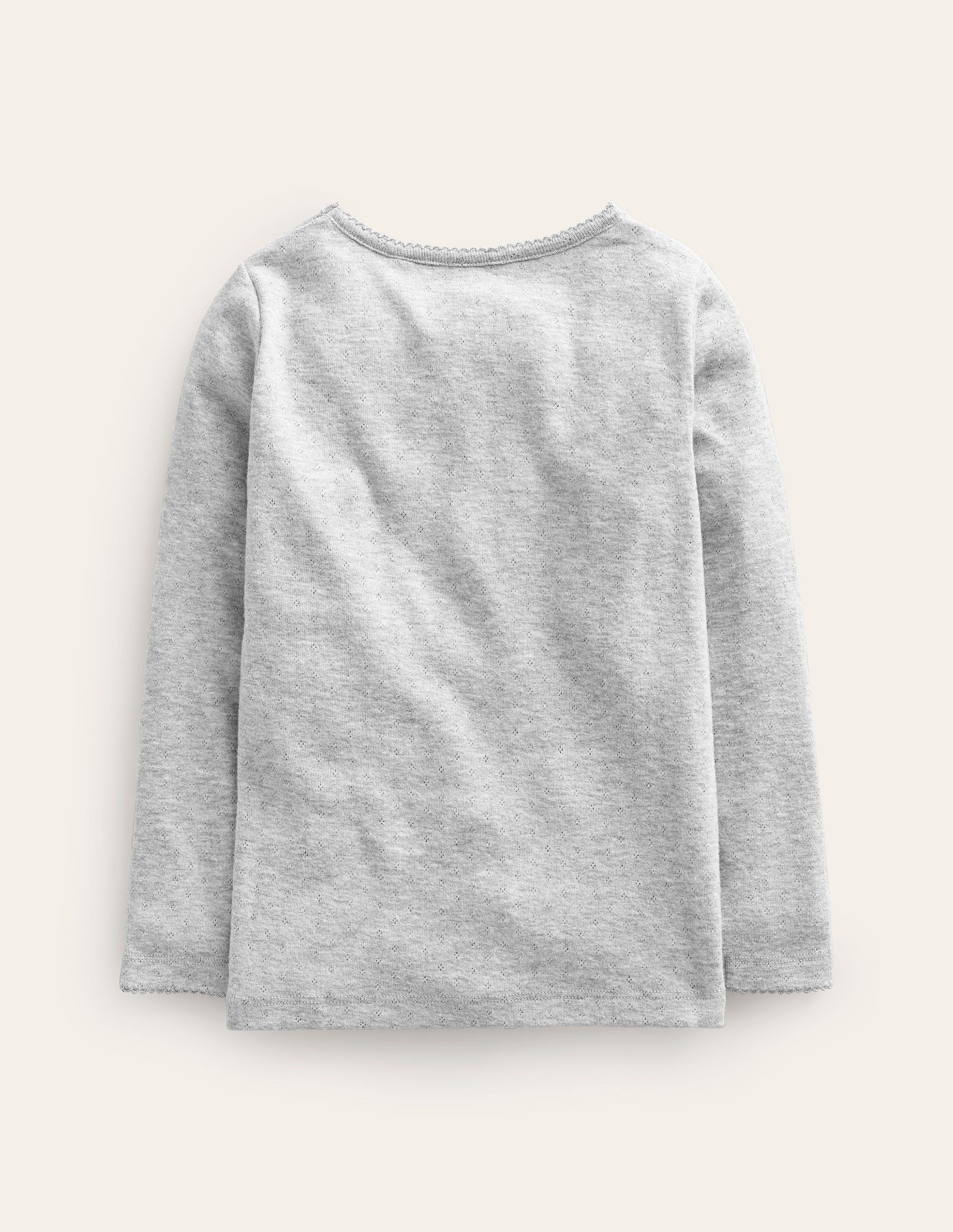 Langärmeliges Oberteil mit Pointelle-Muster-Grau-2