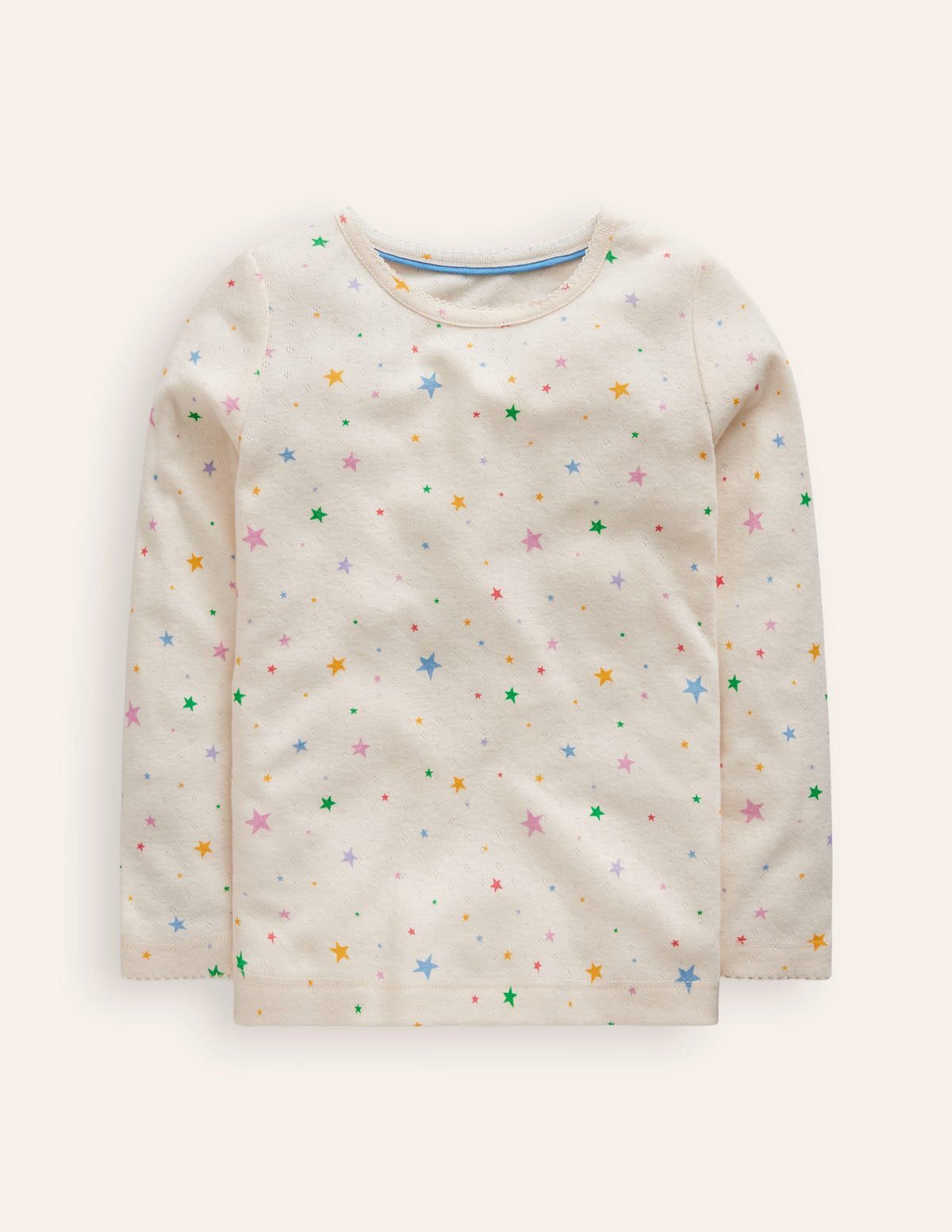 Langärmeliges Oberteil mit Pointelle-Muster-Vanilleschote/Senfgelb Floral-1