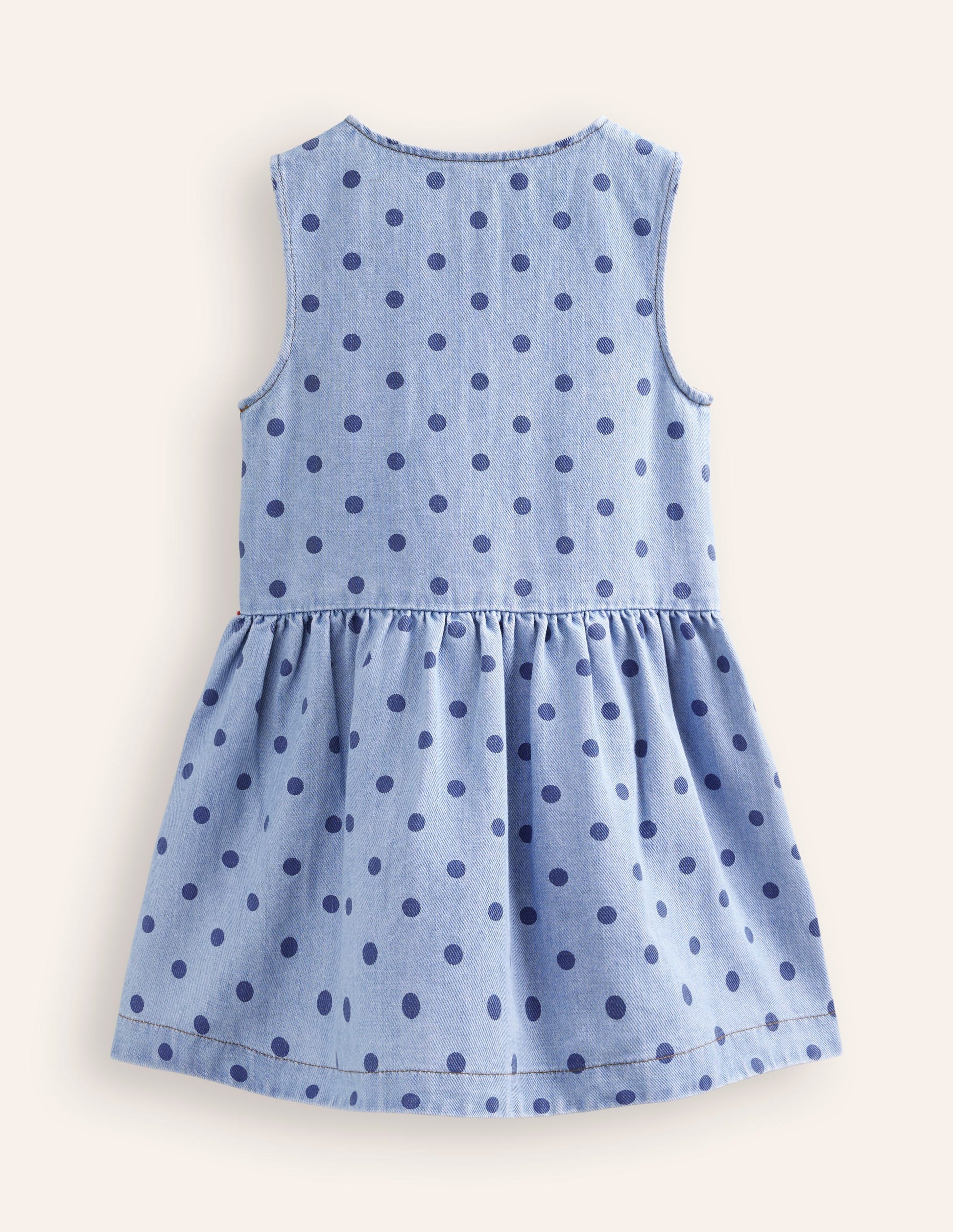 Robe chasuble boutonnée-Pois denim vintage moyen-2