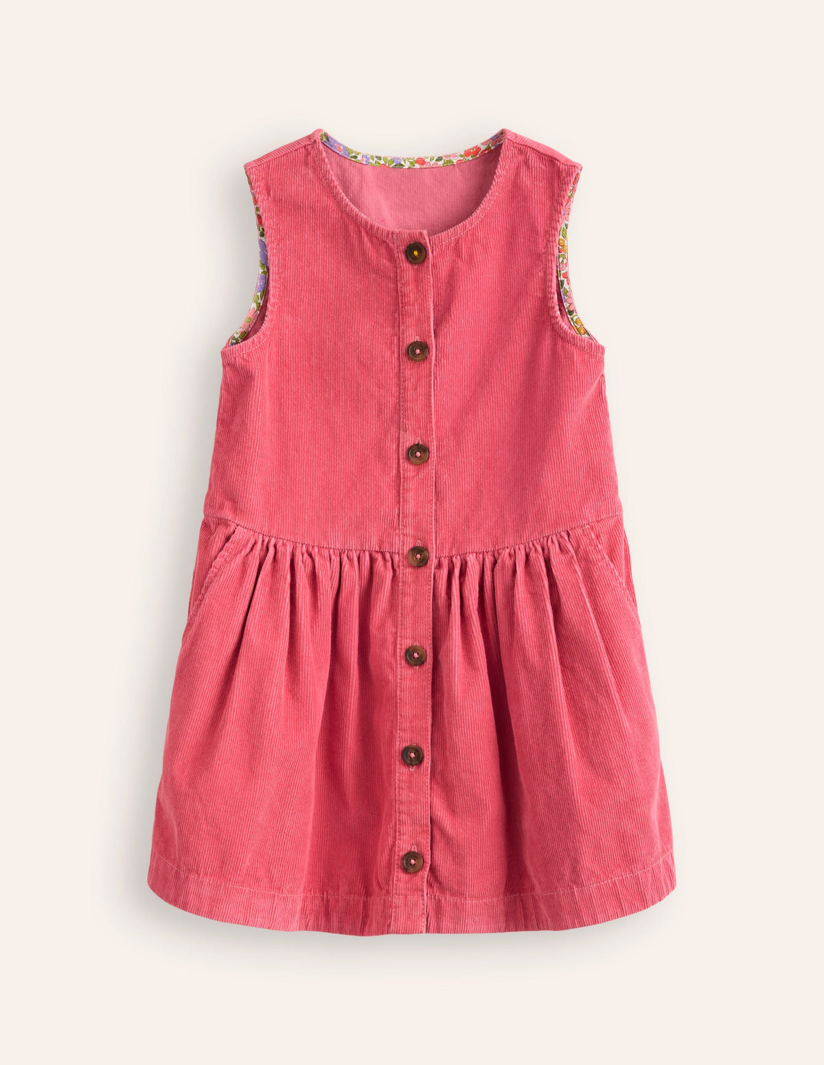 Robe chasuble boutonnée-Velours Rose Vintage - Image 1