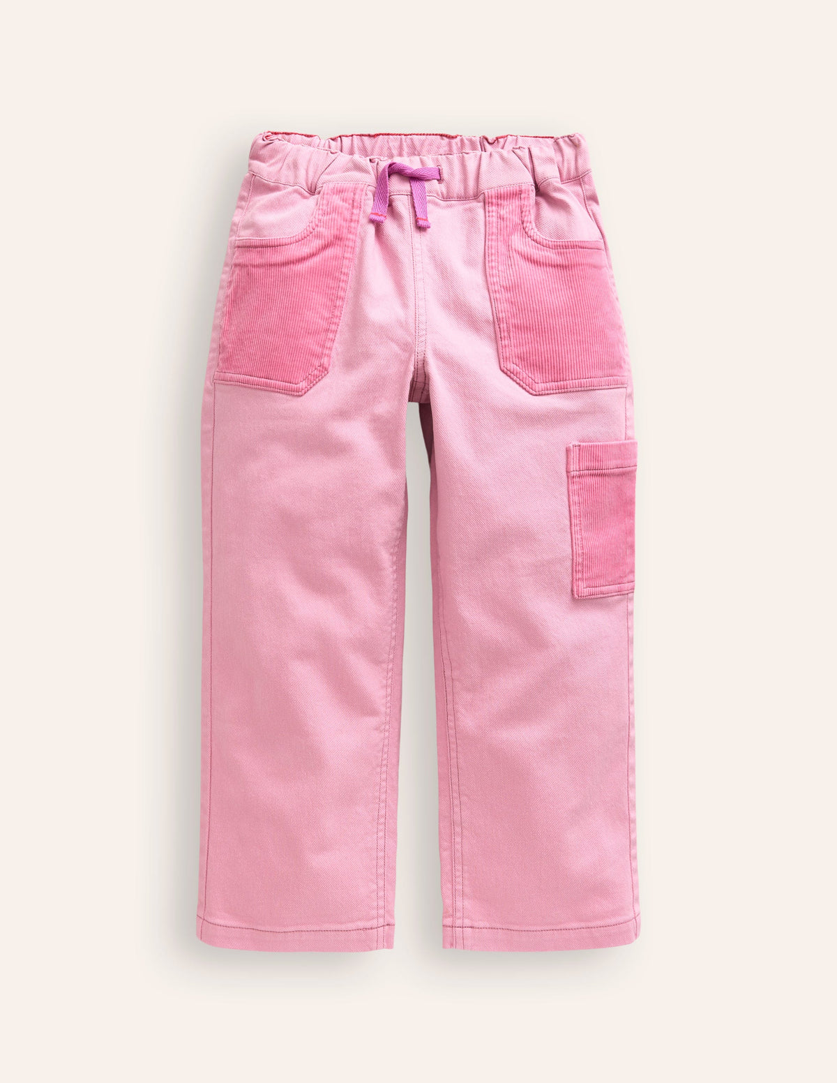Pantalon à enfiler avec poches en velours côtelé-Mauve rose brume-1