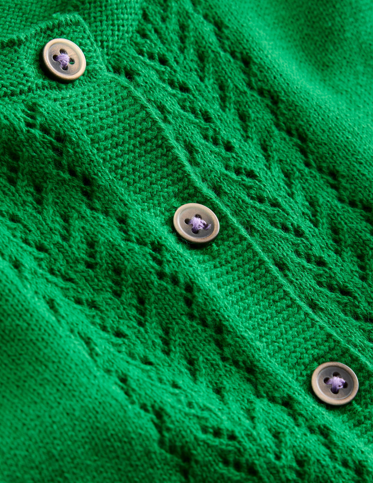 Cardigan en coton et pointelle-Émeraude Intense-3