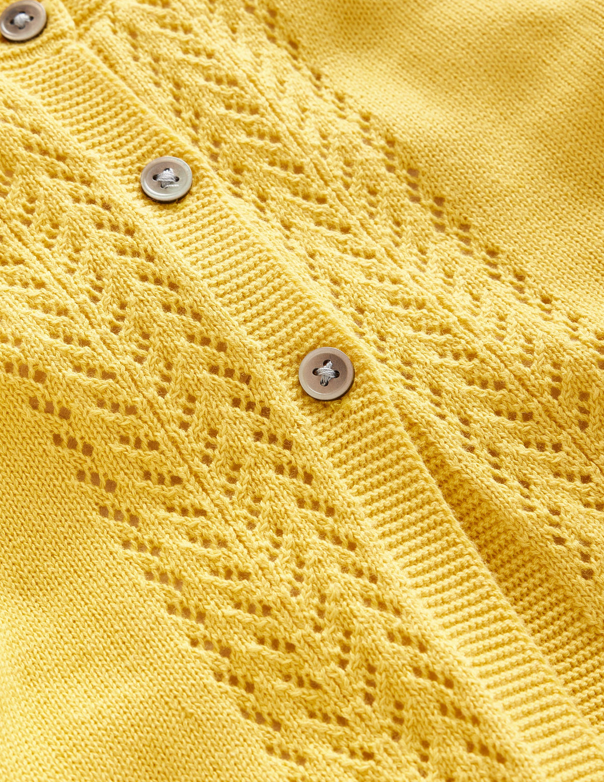 Strickjacke aus Baumwolle mit Pointelle-Design-Honiggelb - Image 5