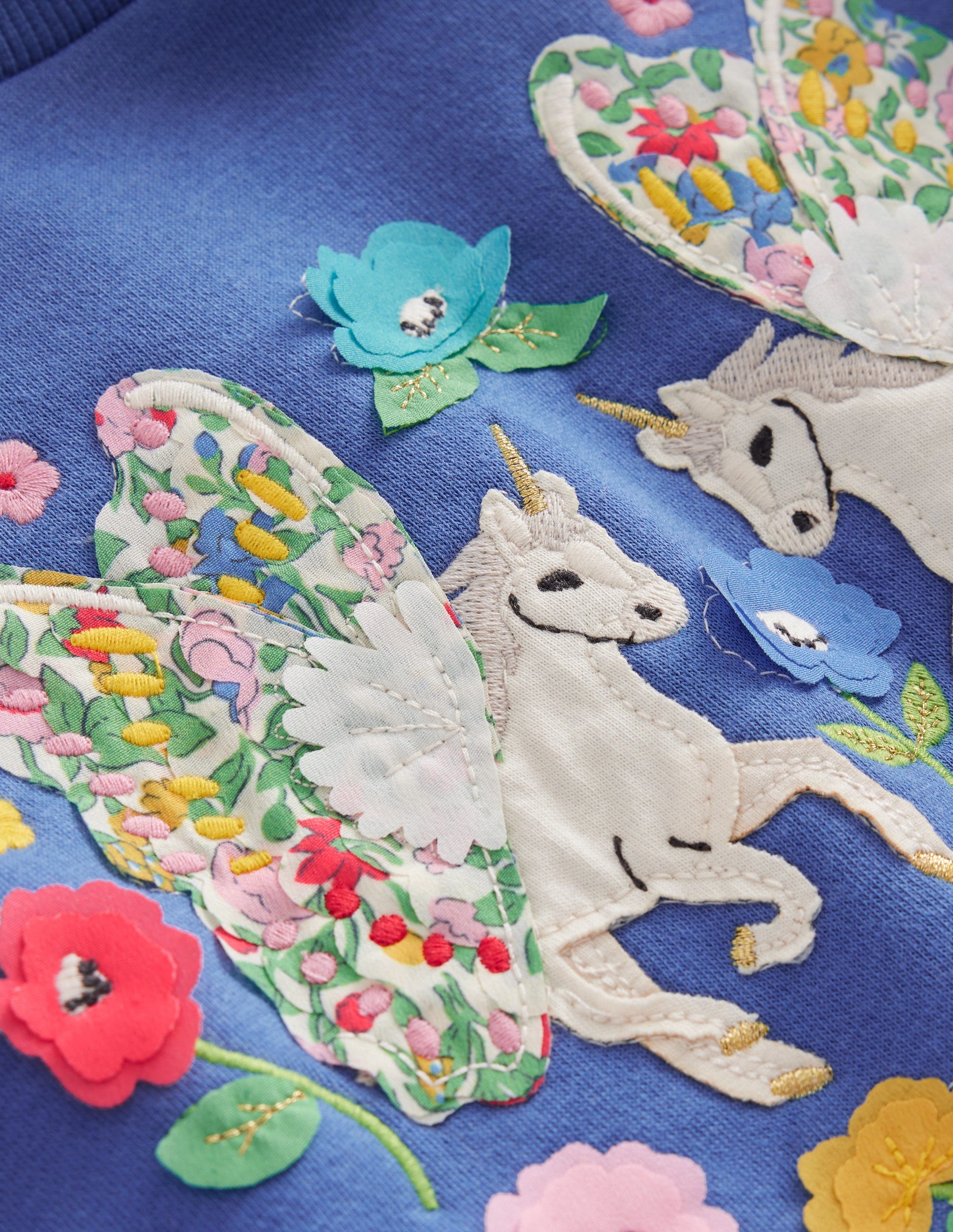 Sweatshirt mit Applikation-Blauhäher-Blau Einhorn-3