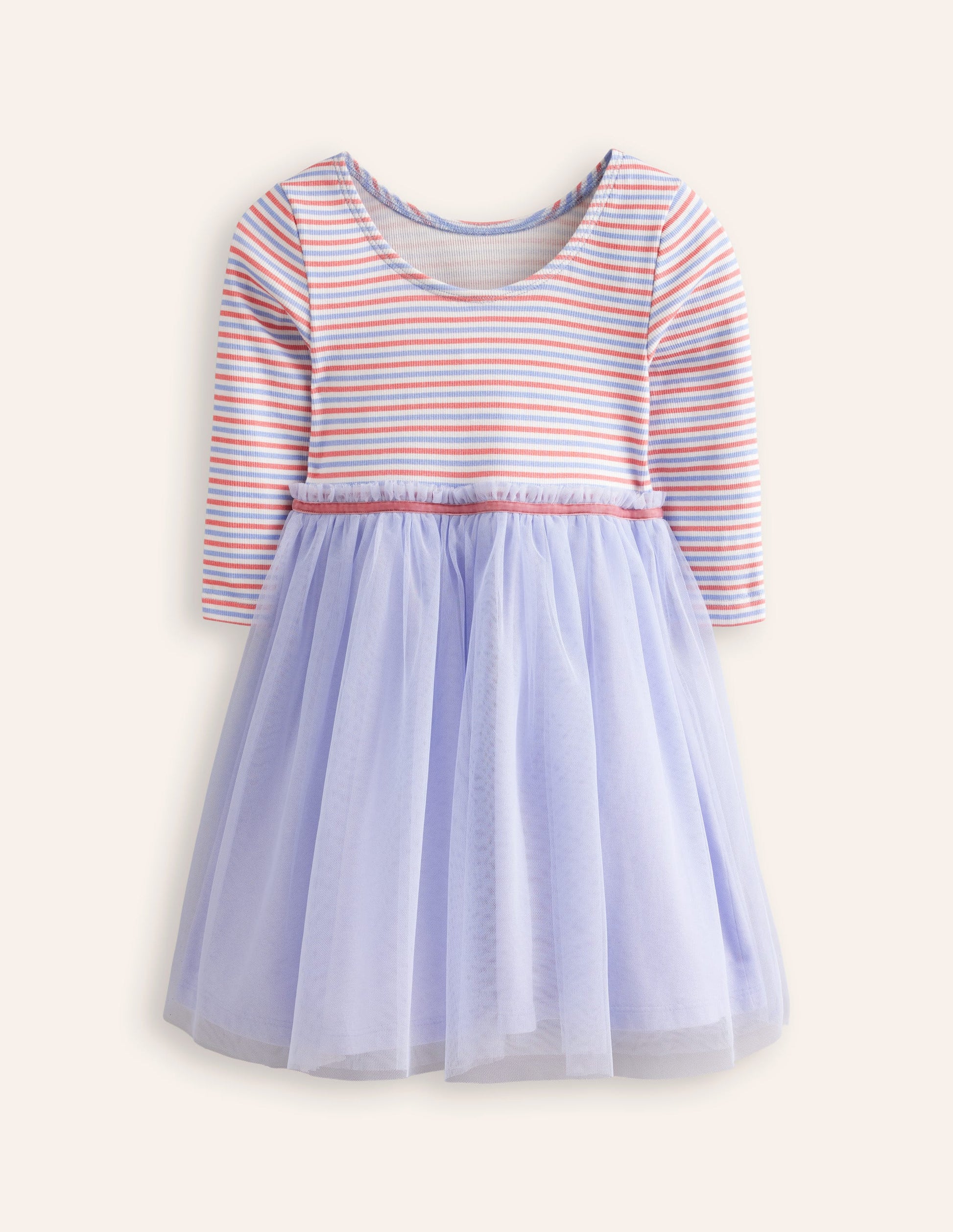 Robe à bordures côtelées en tulle et jersey-Étoile bleu multi-2