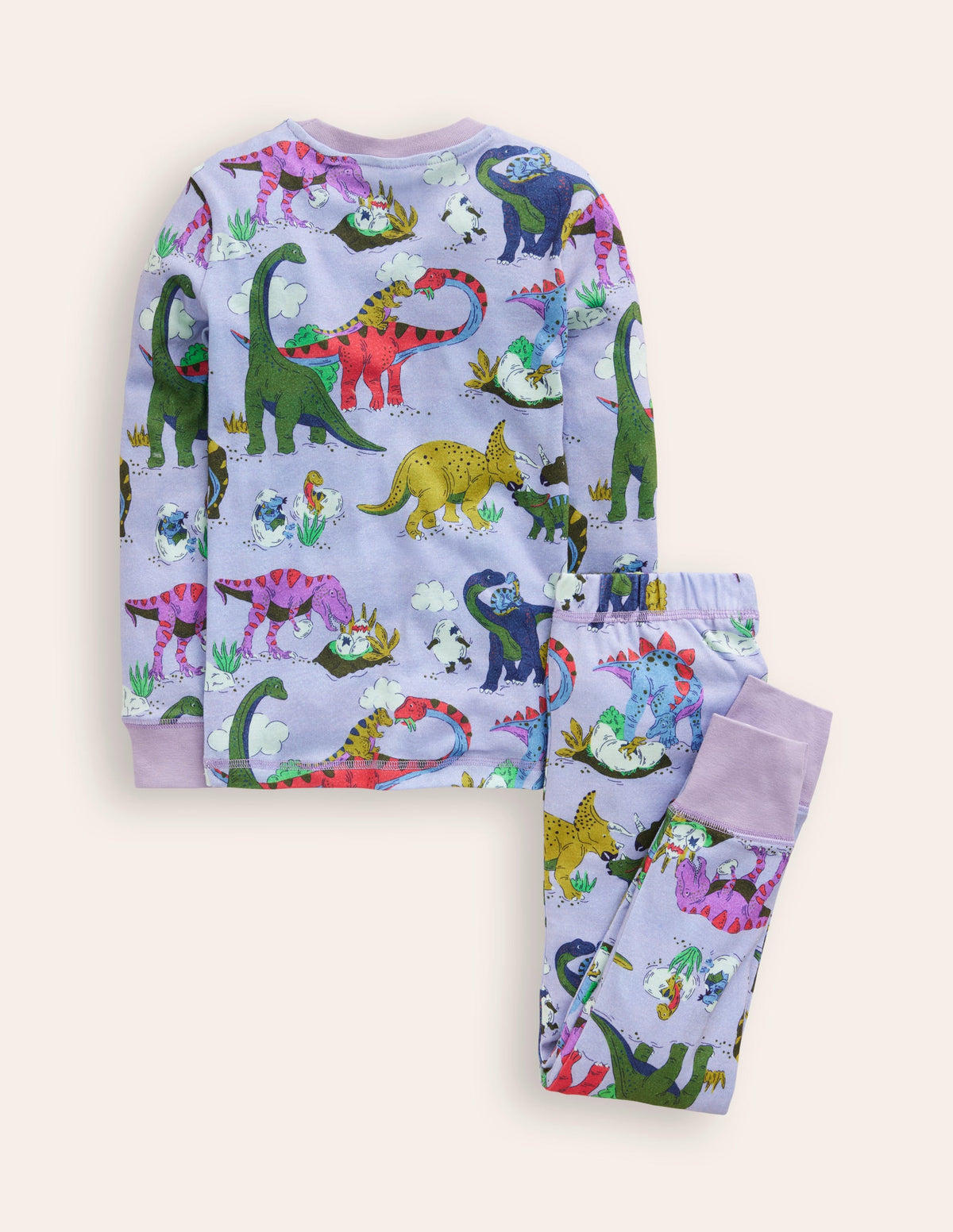 Eng anliegender, langer Schlafanzug-Flieder Dino-Familie - Image 2